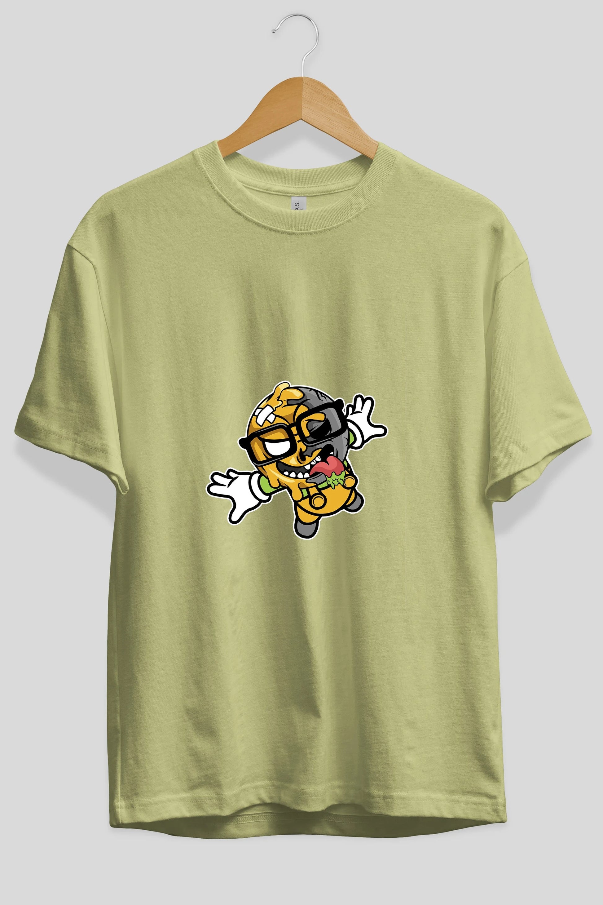 Smiley Jump Ön Baskılı Oversize t-shirt Erkek Kadın Unisex %100 Pamuk tişort