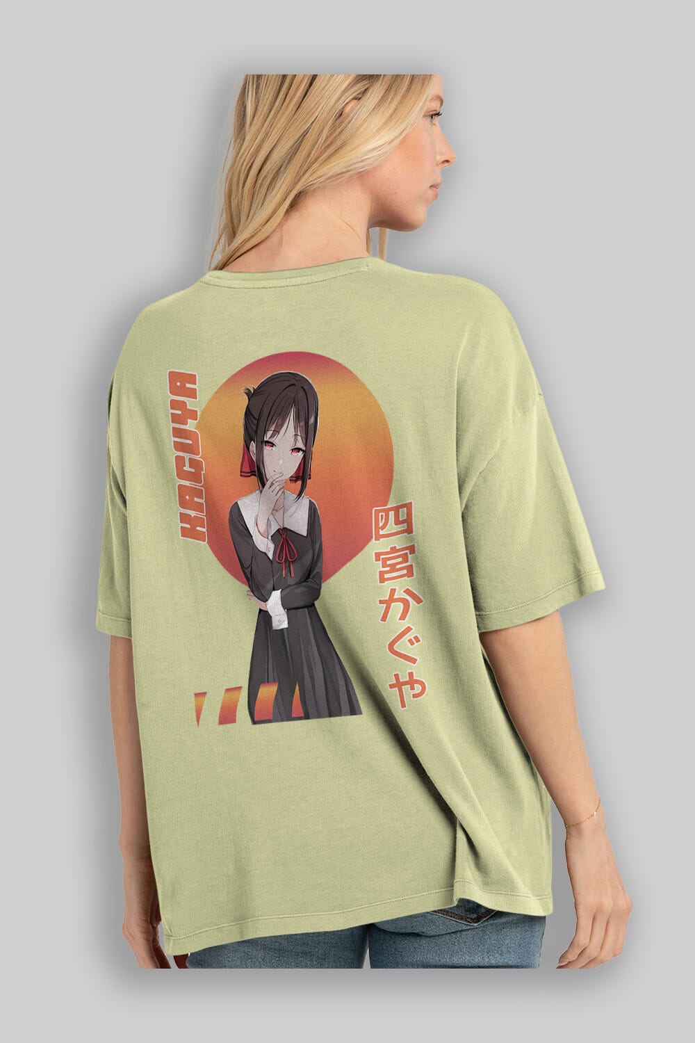 Kaguya Shinomiya 5 Anime Arka Baskılı Oversize t-shirt Erkek Kadın Unisex