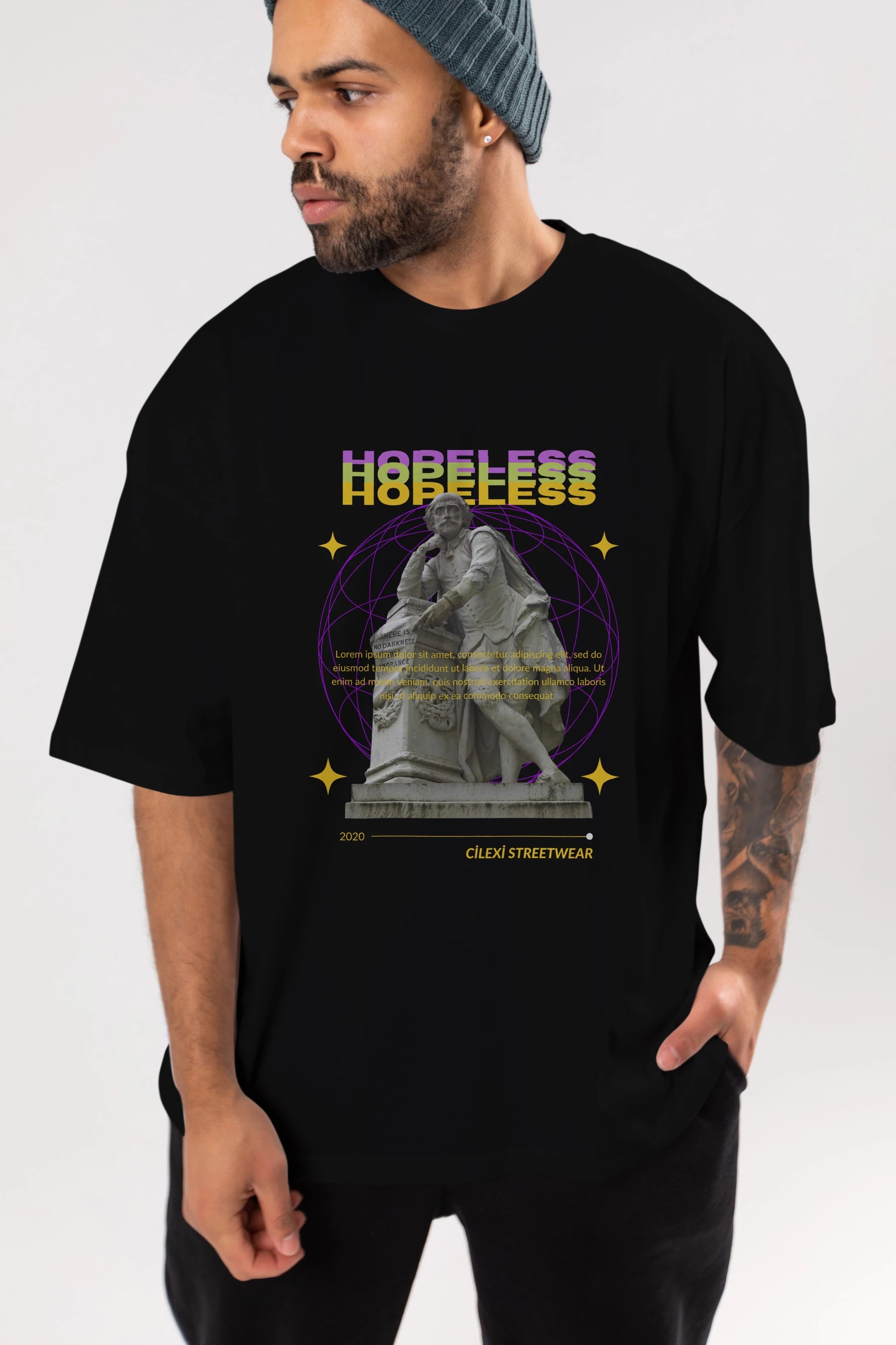Hopeless Ön Baskılı Oversize t-shirt Erkek Kadın Unisex