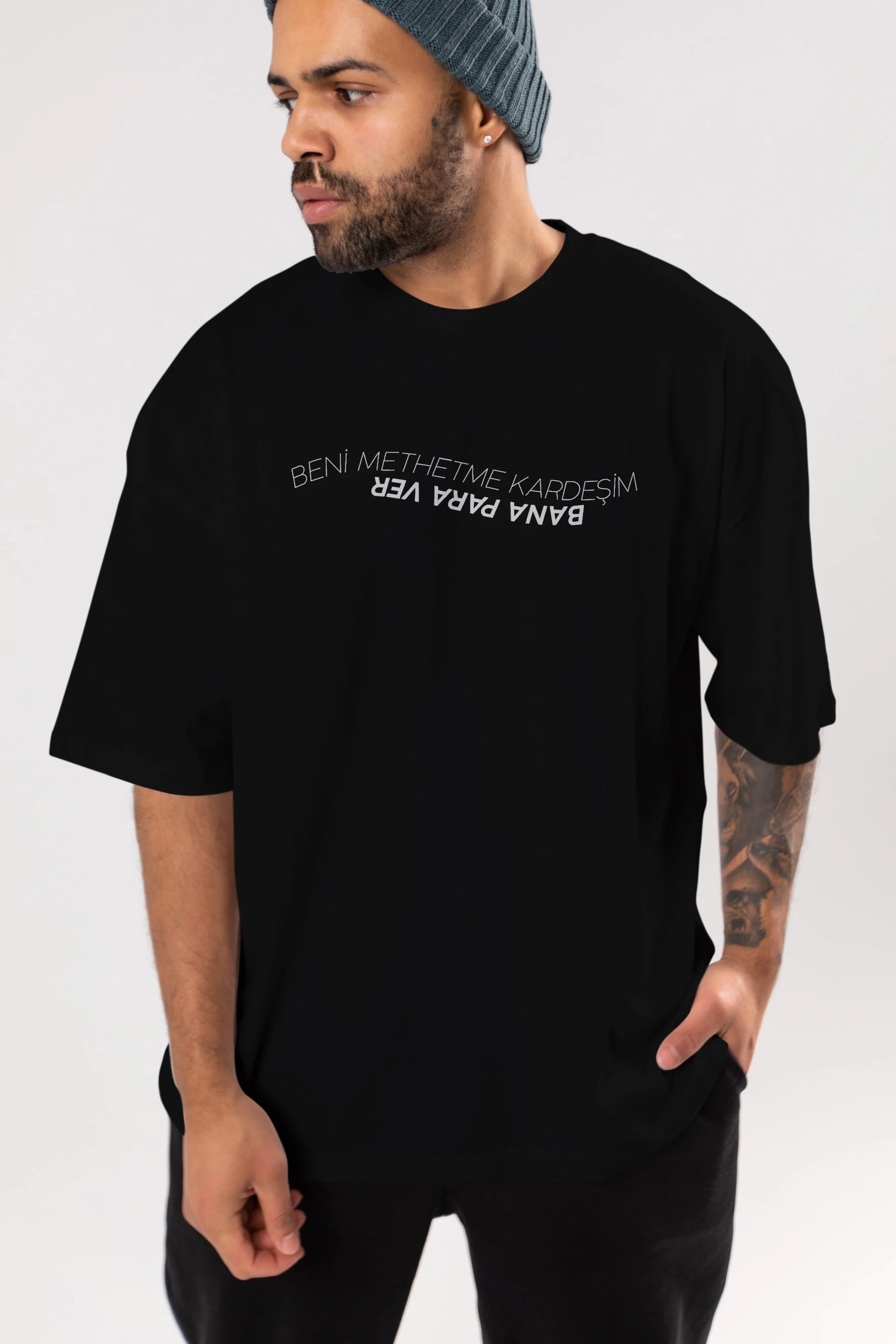 Beni Methetme Kardeşim Ön Baskılı Oversize t-shirt %100 pamuk Erkek Kadın Unisex