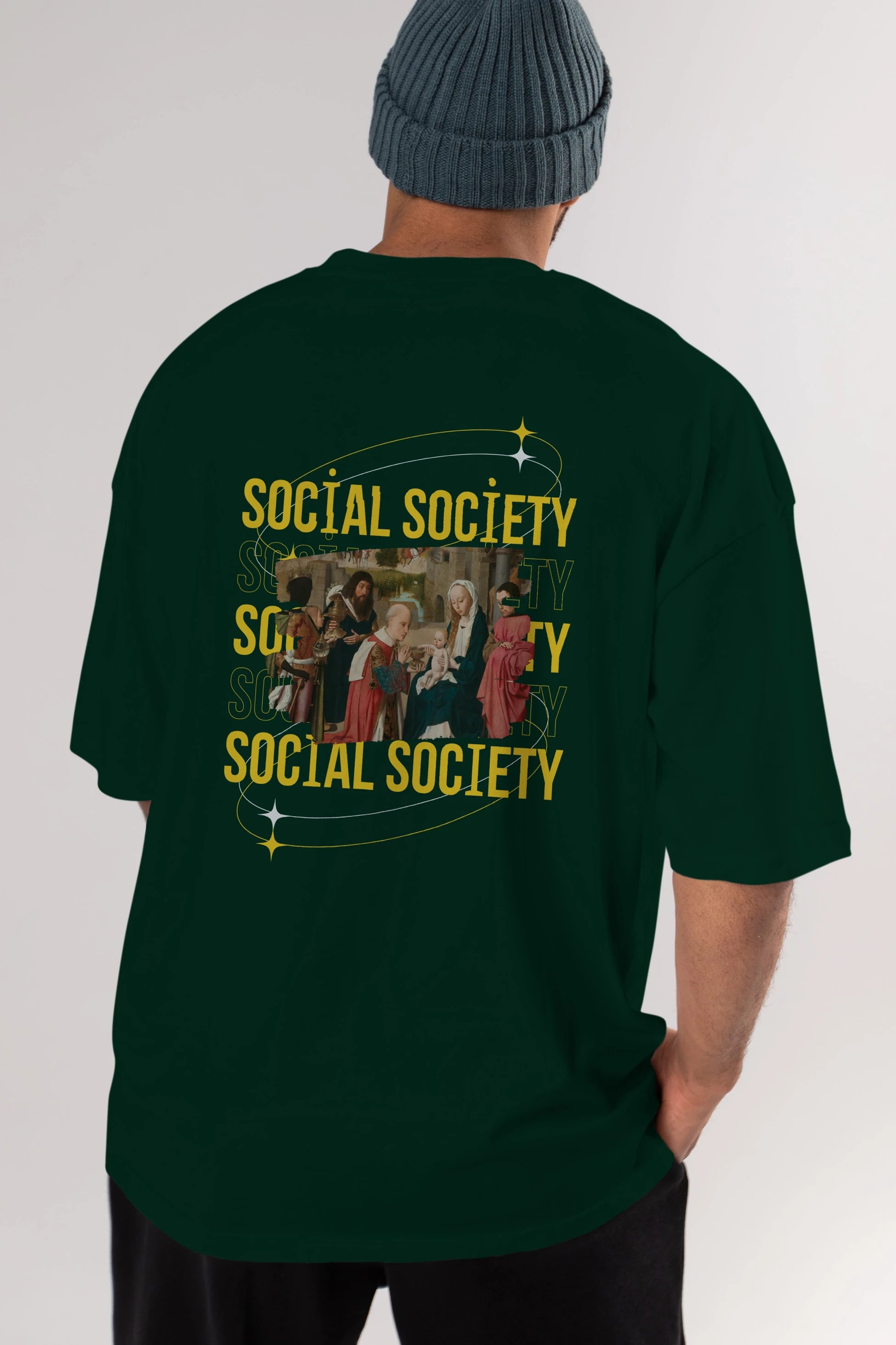 Social Society Yazılı Arka Baskılı Oversize t-shirt Erkek Kadın Unisex