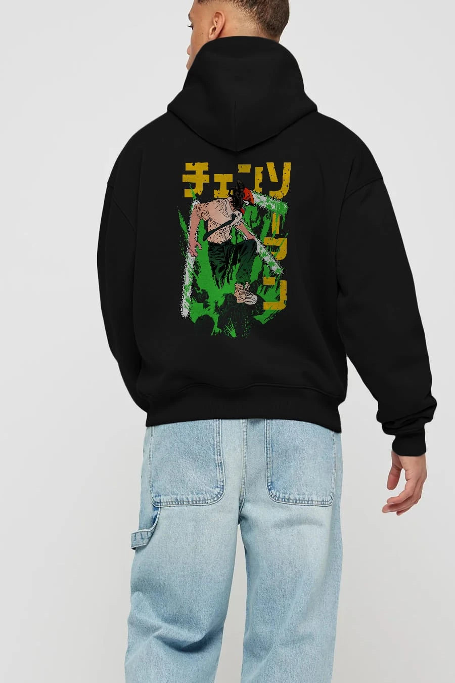 CHAINSAWMAN DENJI Anime Arka Baskılı Hoodie Oversize Kapüşonlu Sweatshirt Erkek Kadın Unisex
