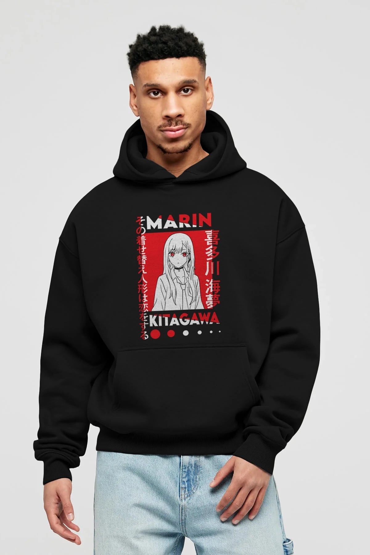 MARIN KITAGAWA Anime Ön Baskılı Hoodie Oversize Kapüşonlu Sweatshirt Erkek Kadın Unisex