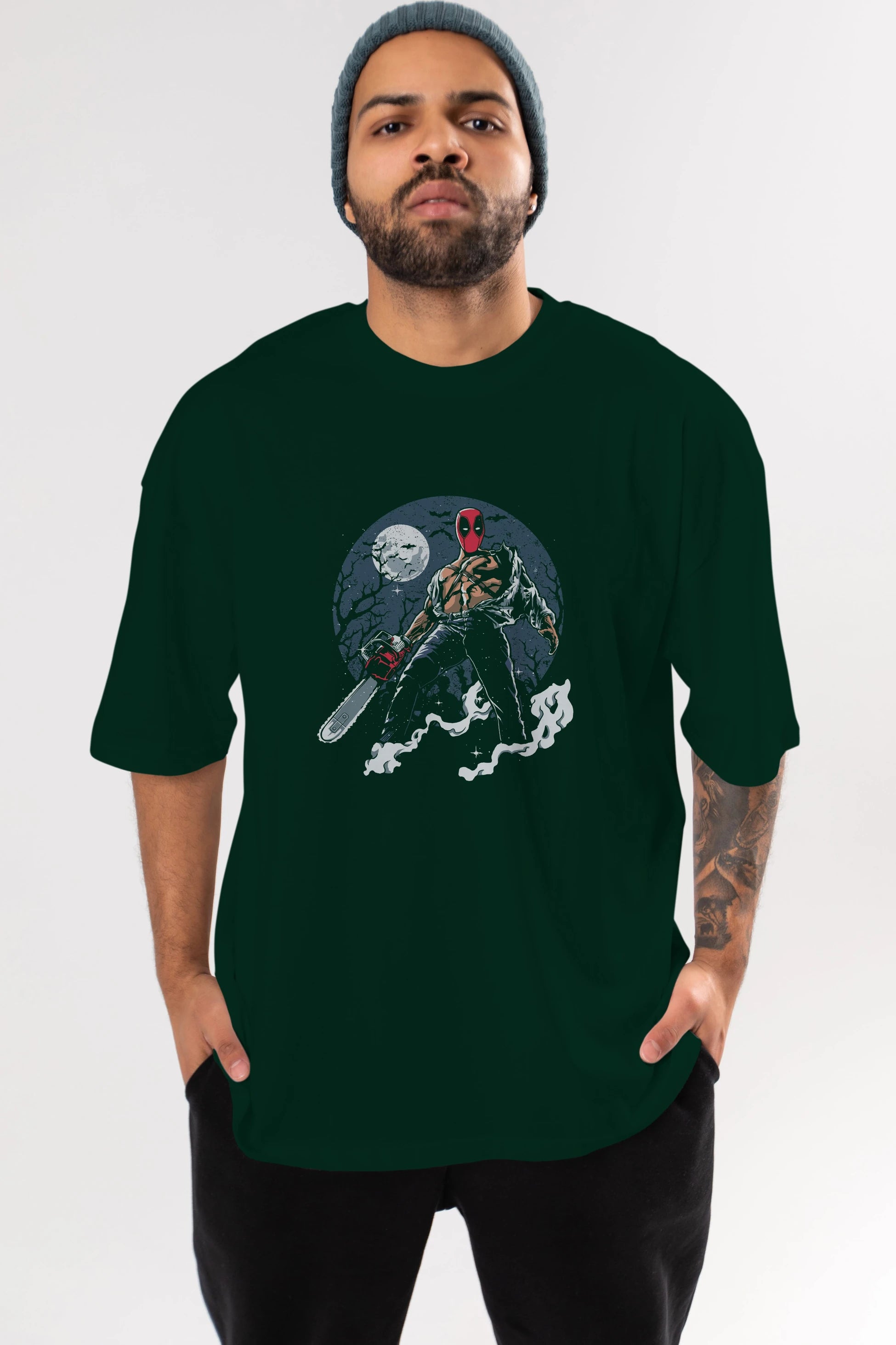 Evil Deadpool Ön Baskılı Oversize t-shirt Erkek Kadın Unisex %100 Pamuk tişort
