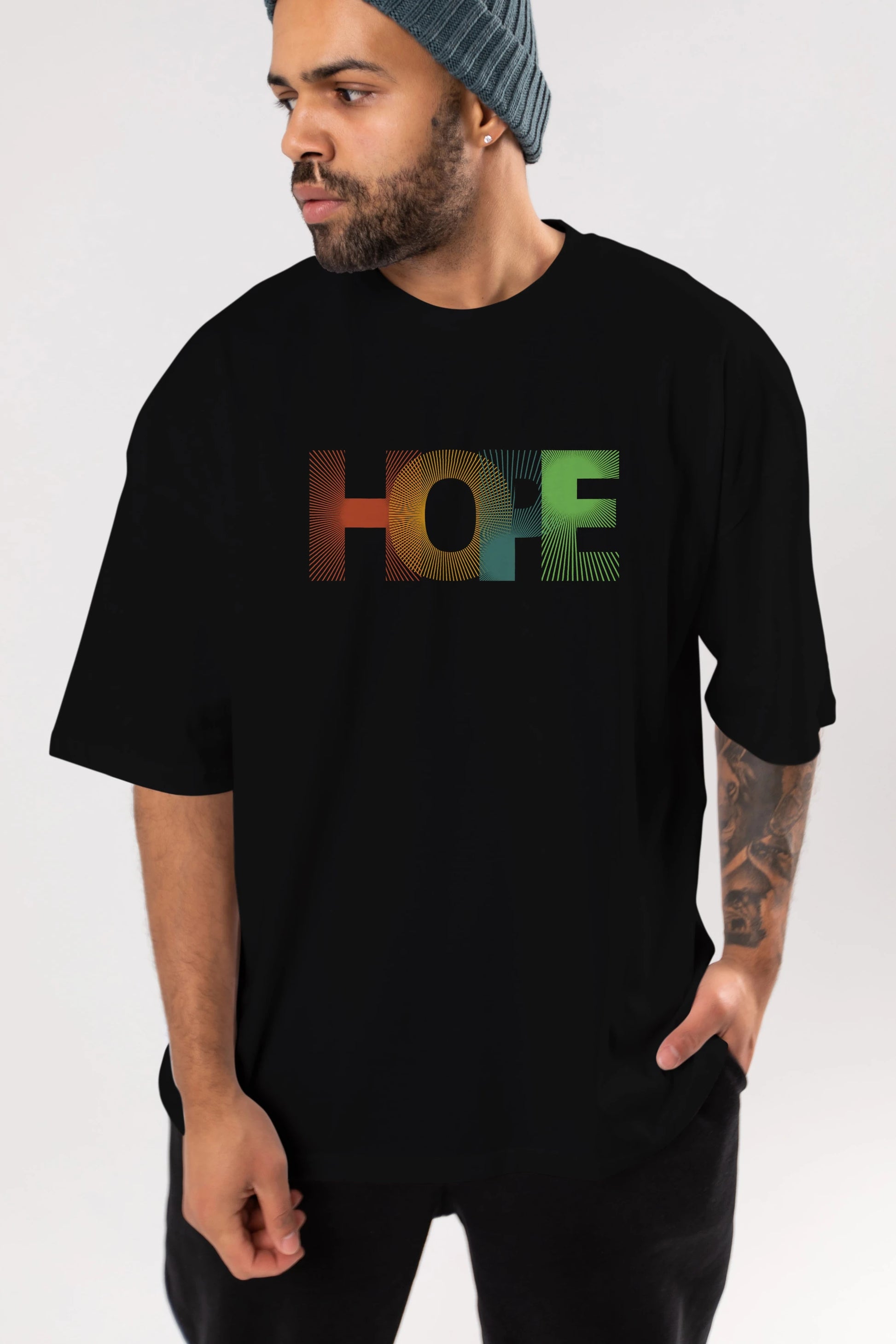 Hope Ön Baskılı Oversize t-shirt Erkek Kadın Unisex