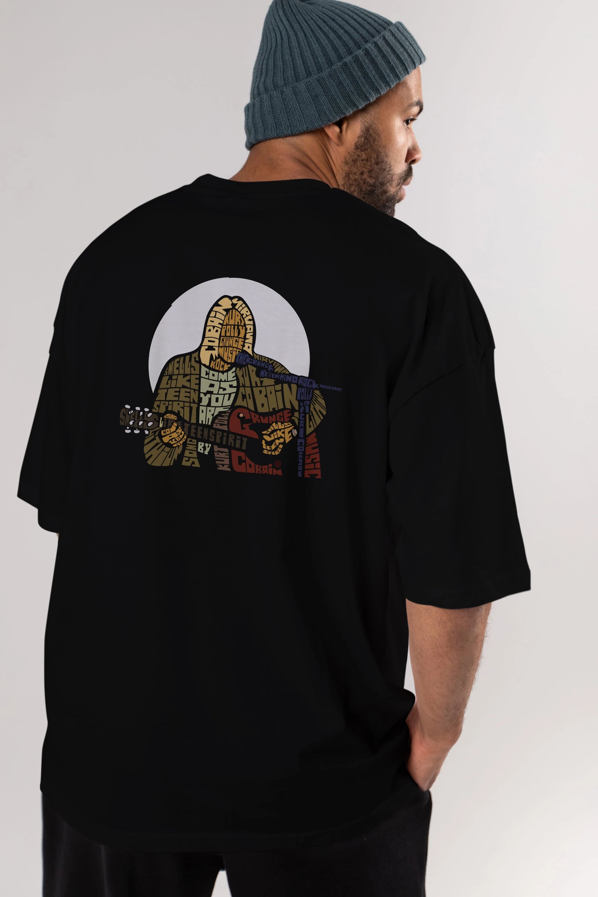 Kurt Cobain Arka Baskılı Oversize t-shirt %100 pamuk Erkek Kadın Unisex