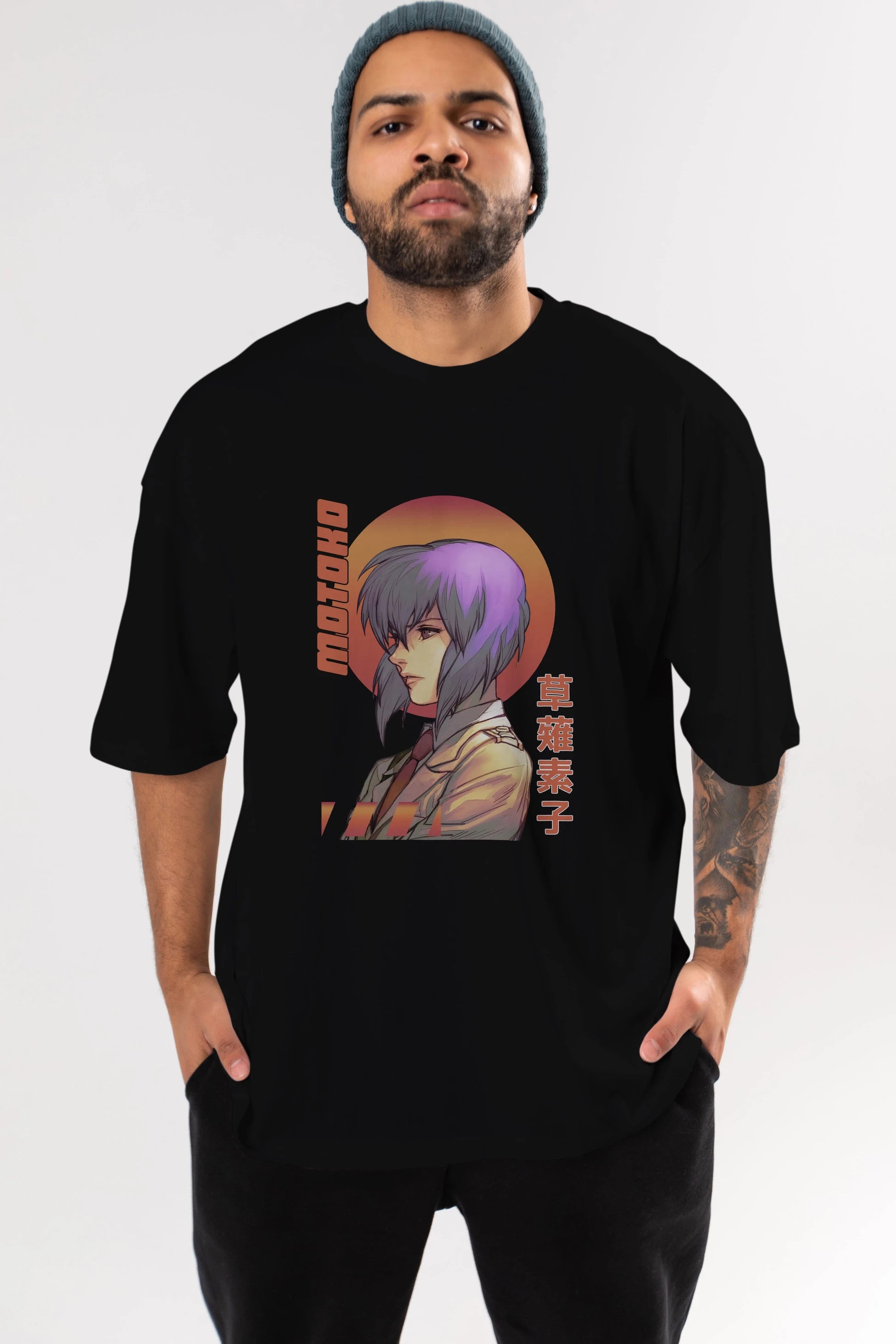 Motoko Kusanagi 10 Anime Ön Baskılı Oversize t-shirt %100 pamuk Erkek Kadın Unisex