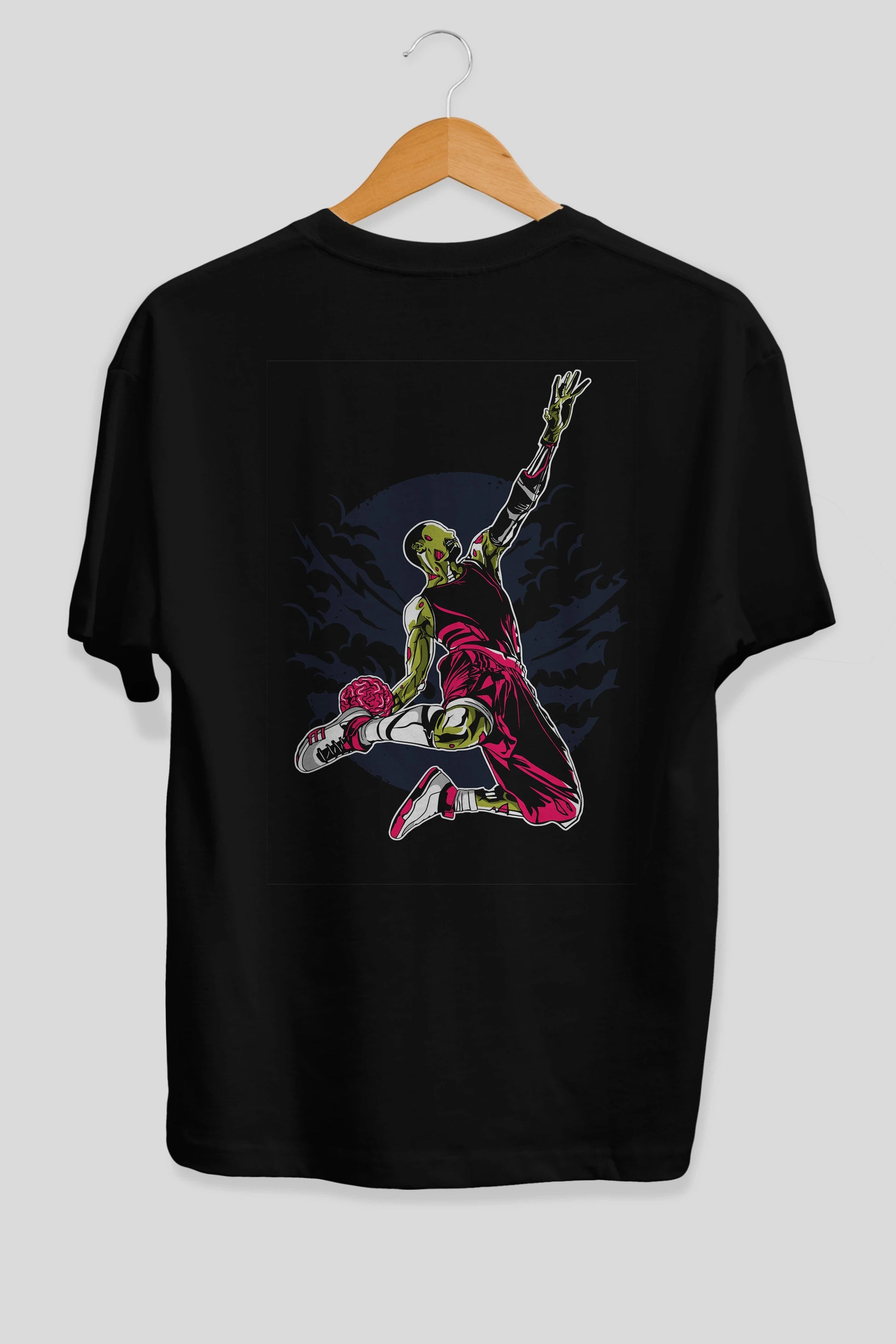 Zombie Slam Dunk Arka Baskılı Oversize t-shirt Erkek Kadın Unisex %100 Pamuk