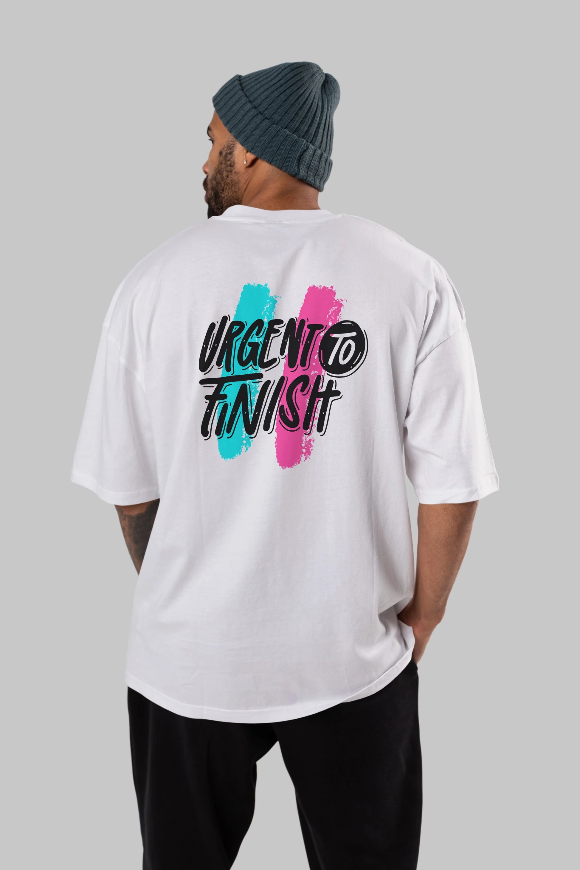 Urgent To Finish Arka Baskılı Oversize t-shirt Erkek Kadın Unisex