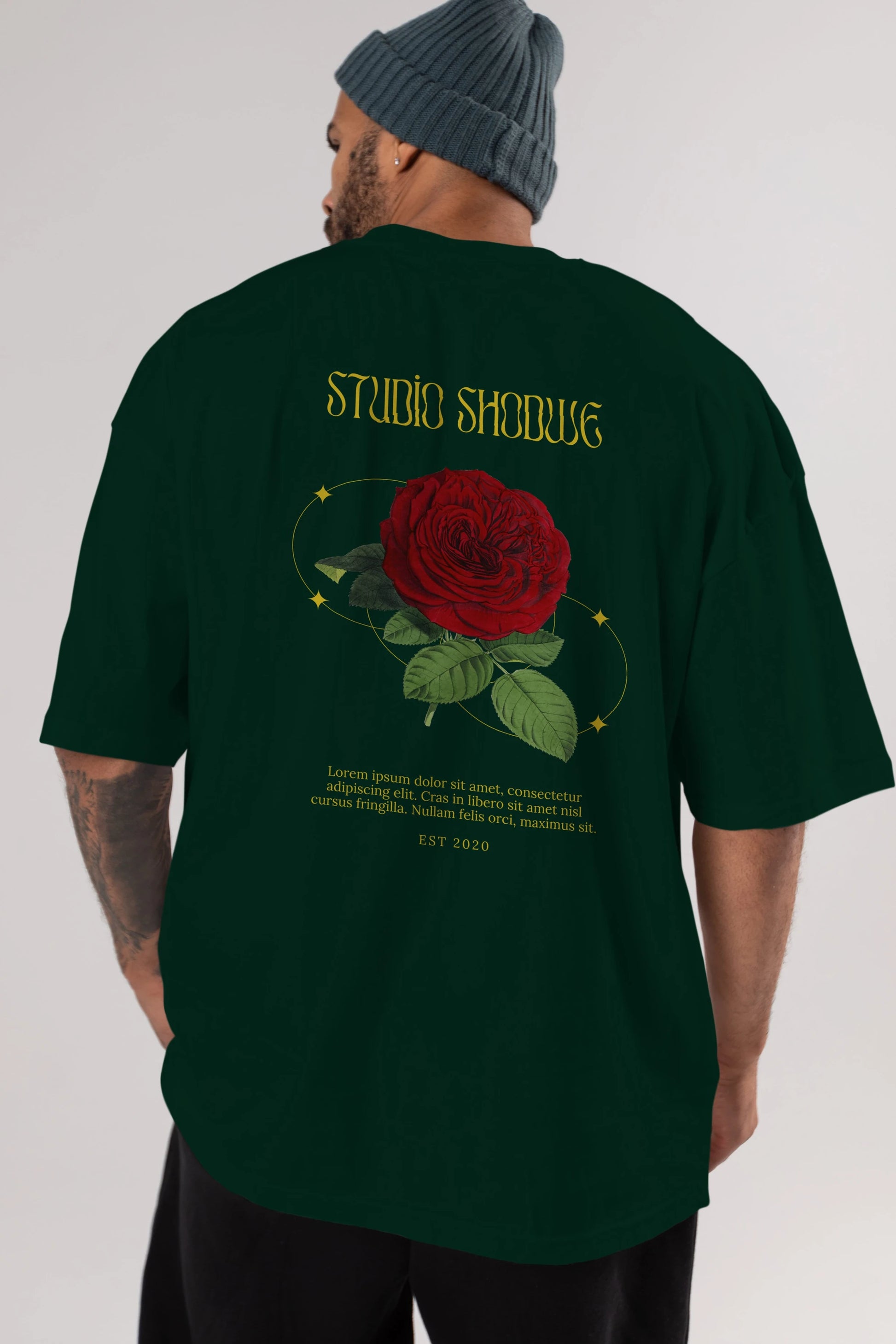 Studio Shodwe Rose Arka Baskılı Oversize t-shirt Erkek Kadın Unisex