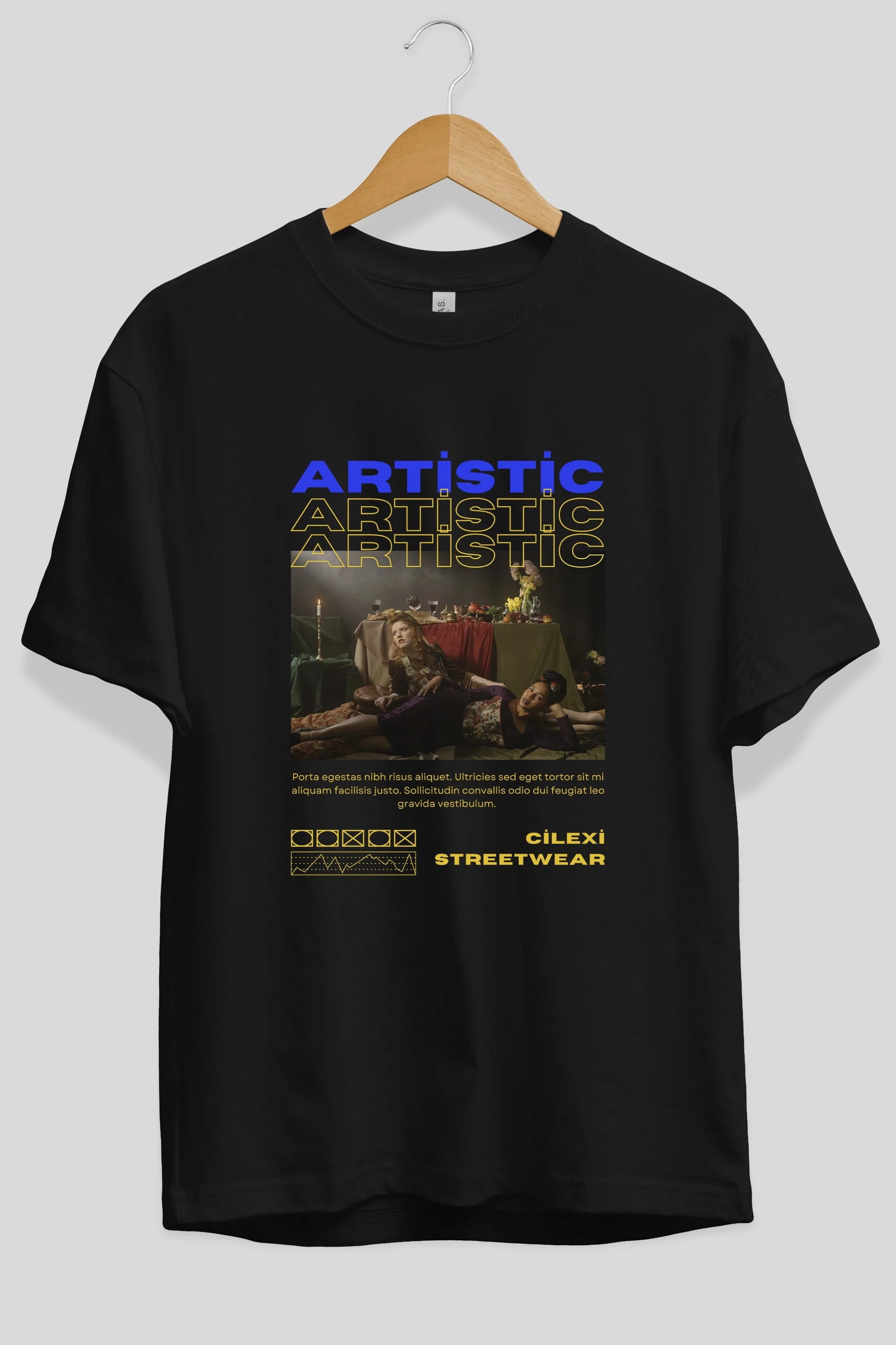 Artistic Yazılı Streetwear Ön Baskılı Oversize t-shirt Erkek Kadın Unisex