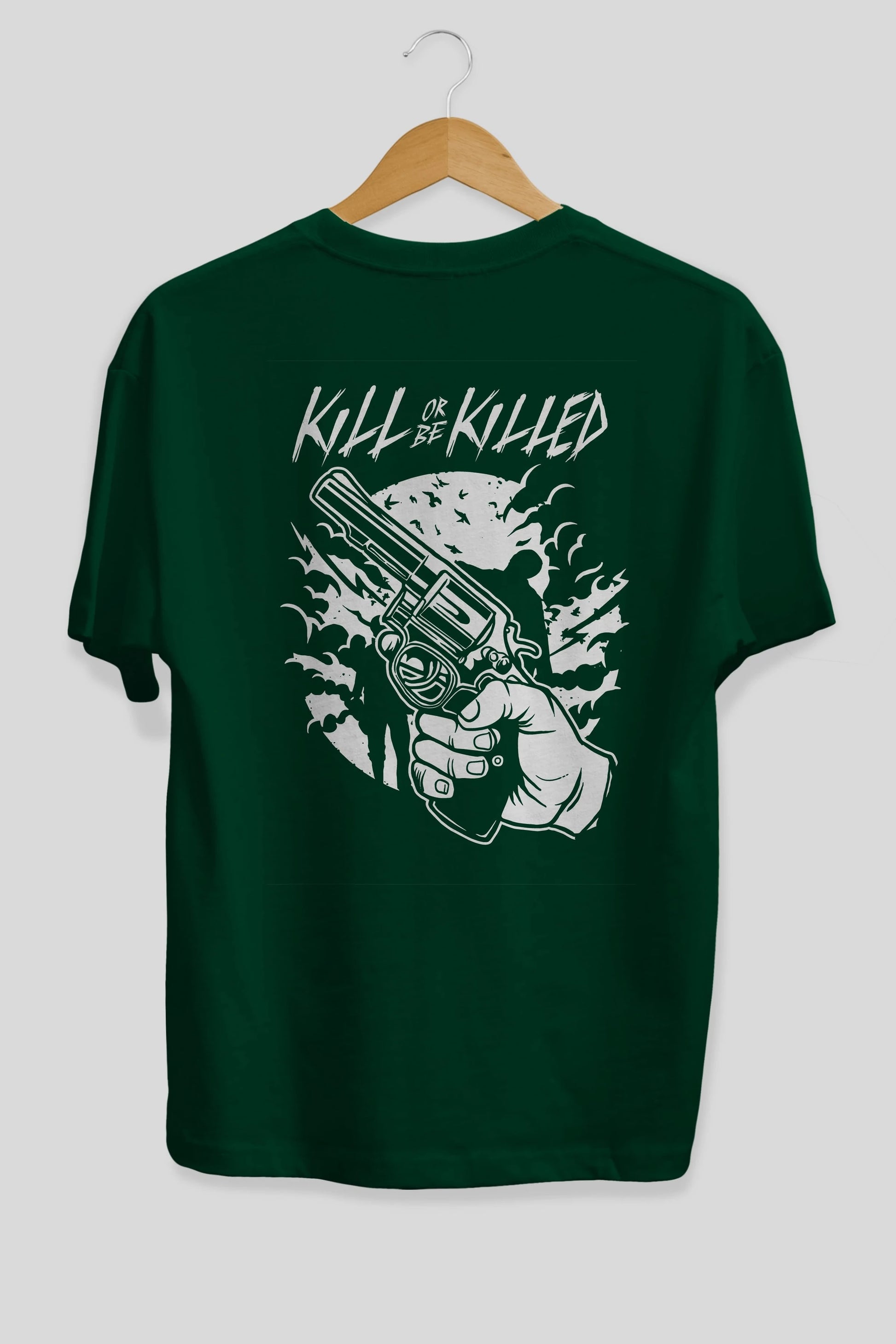 Zombie Shooter Arka Baskılı Oversize t-shirt Erkek Kadın Unisex %100 Pamuk