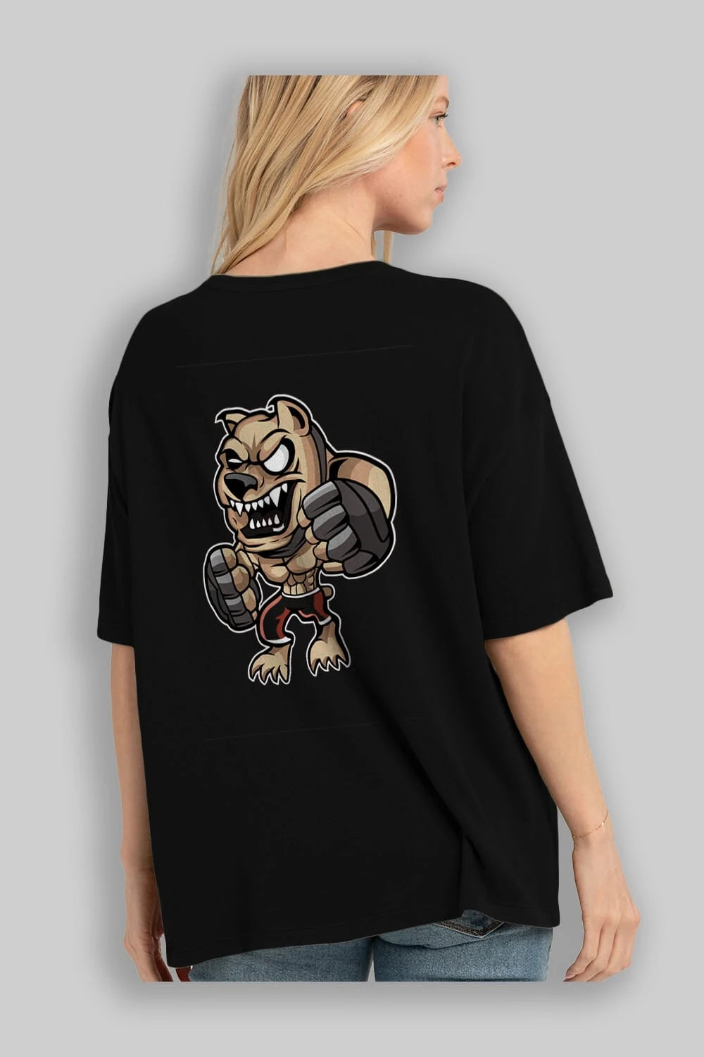 MMA Dog Arka Baskılı Oversize t-shirt Erkek Kadın Unisex %100 Pamuk tişort