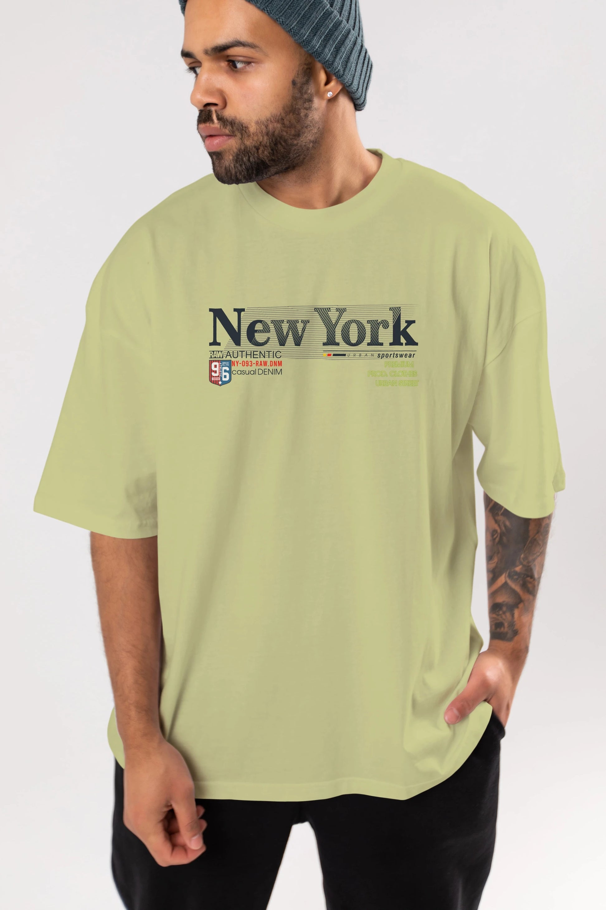 New York 96 Ön Baskılı Oversize t-shirt Erkek Kadın Unisex