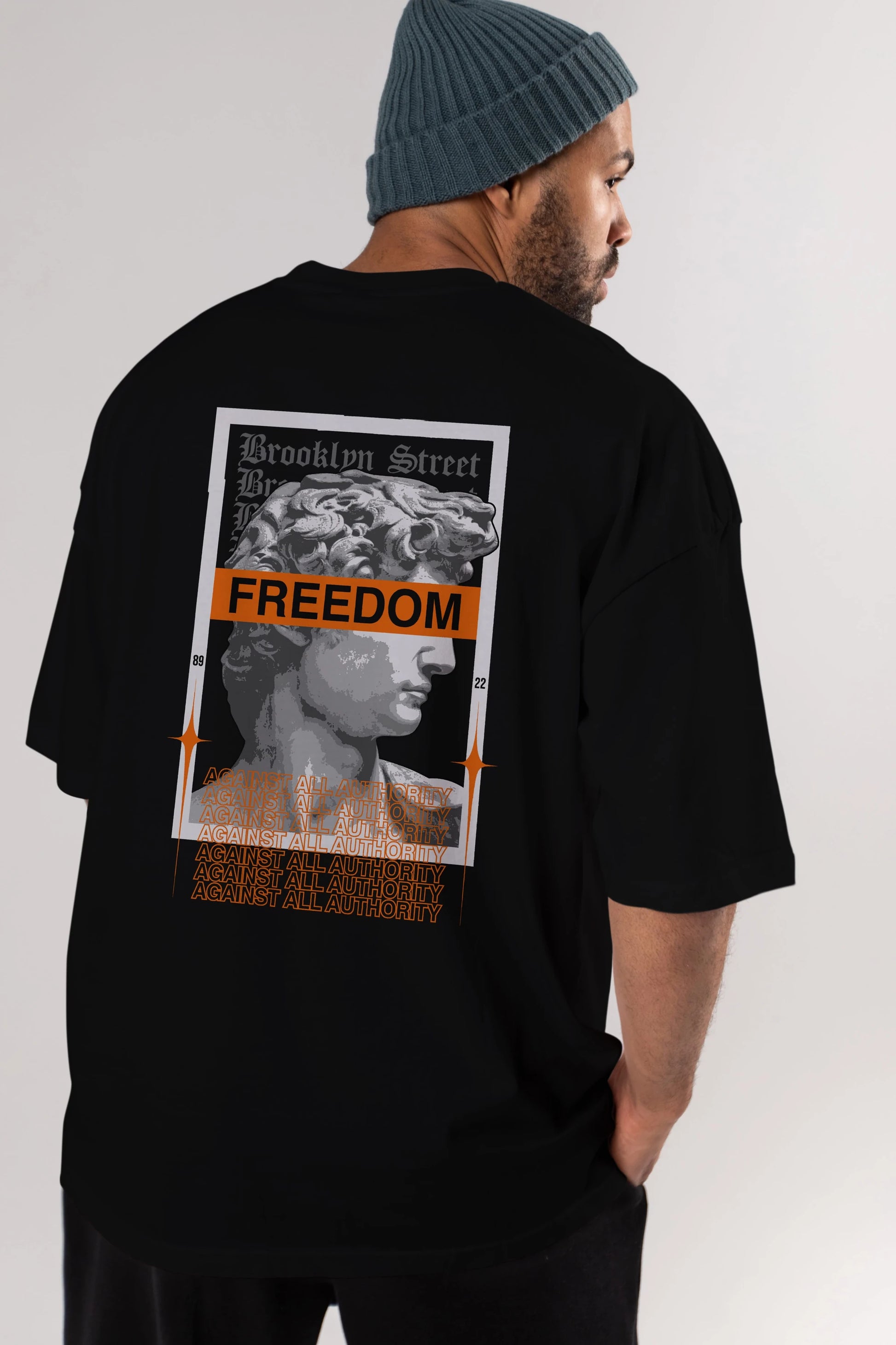 Brooklyn Street Arka Baskılı Oversize t-shirt Erkek Kadın Unisex