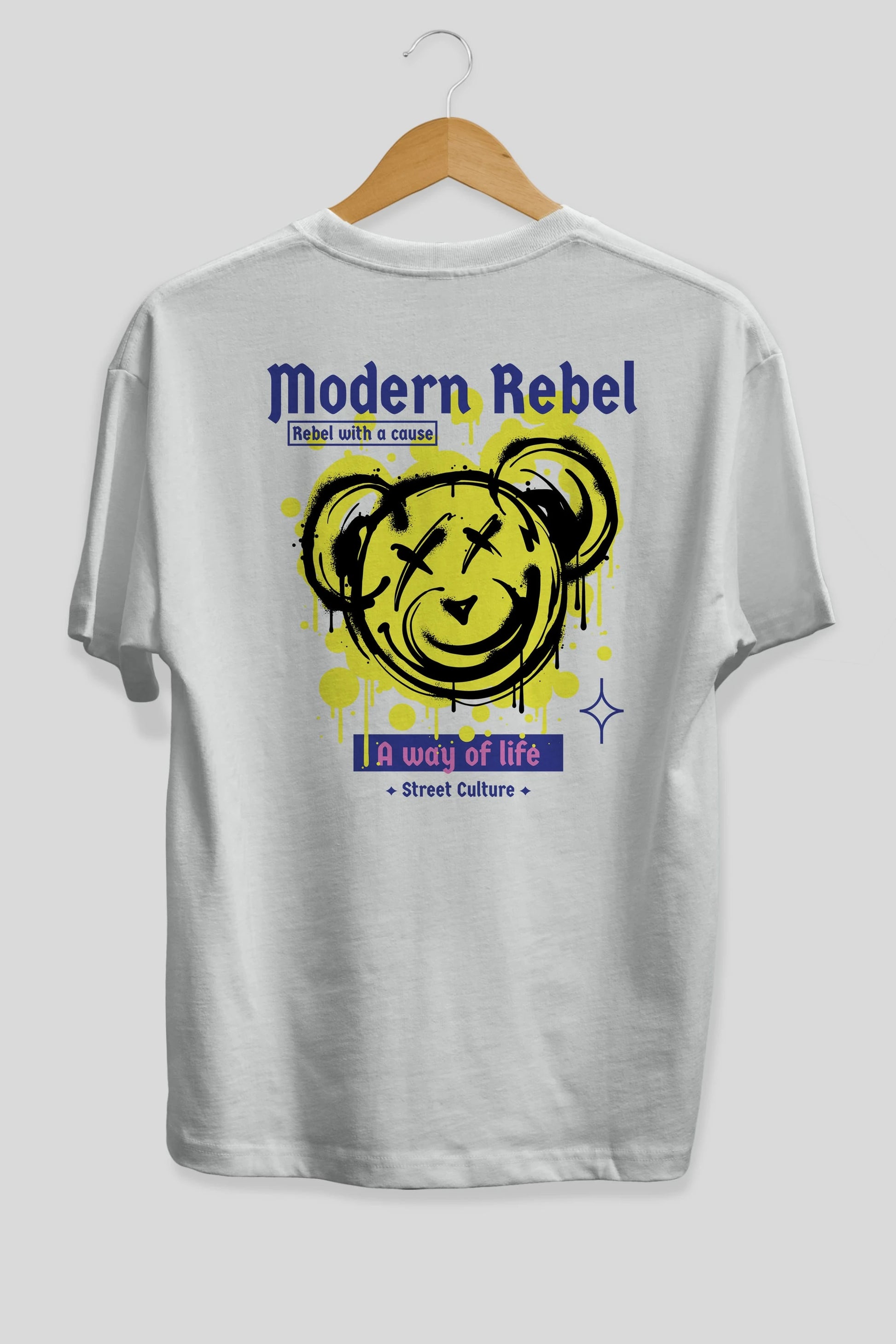 Modern Rebel Bear Arka Baskılı Oversize t-shirt Erkek Kadın Unisex