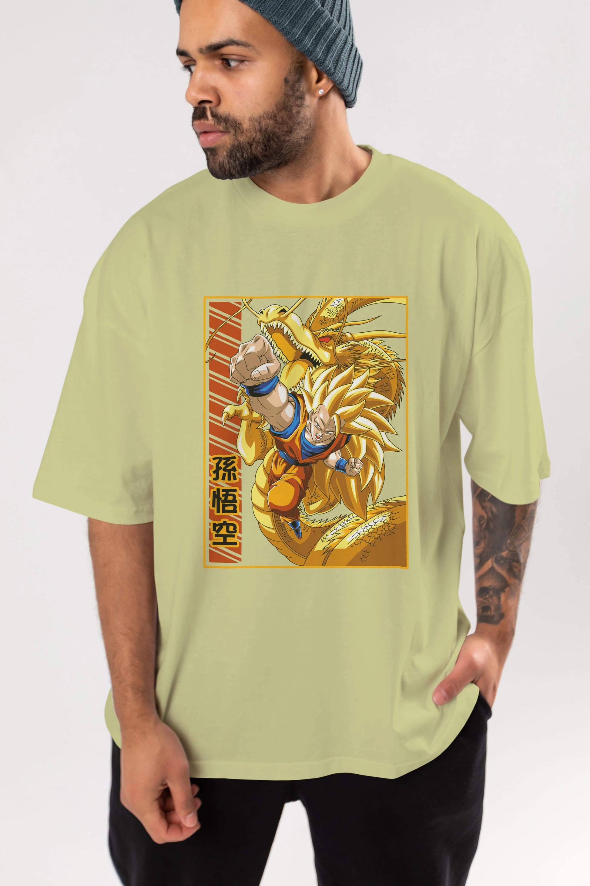 DragonBall Goku Anime Ön Baskılı Oversize t-shirt %100 pamuk Erkek Kadın Unisex