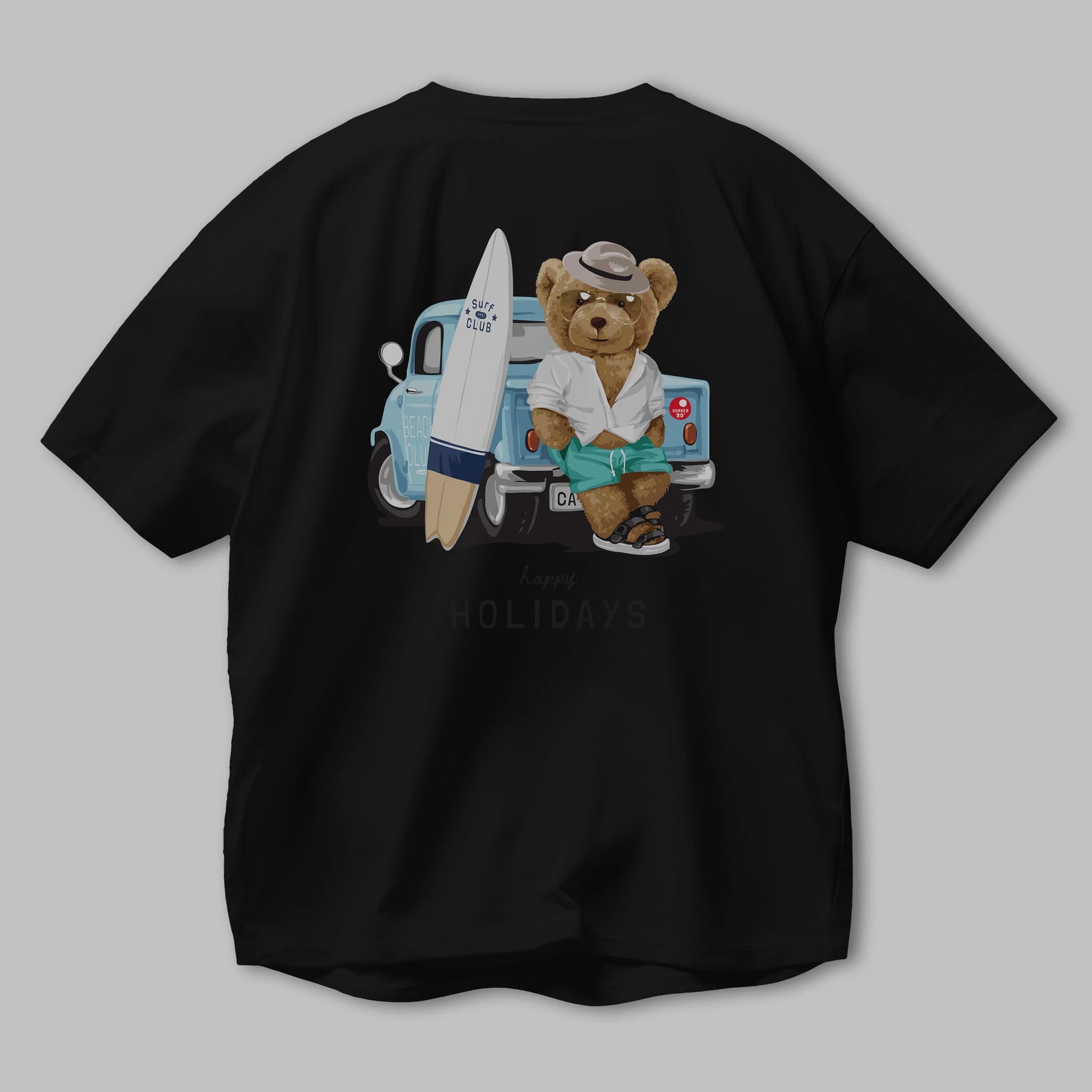 Teddy Bear Surf Club Arka Baskılı Oversize t-shirt Erkek Kadın Unisex %100 Pamuk