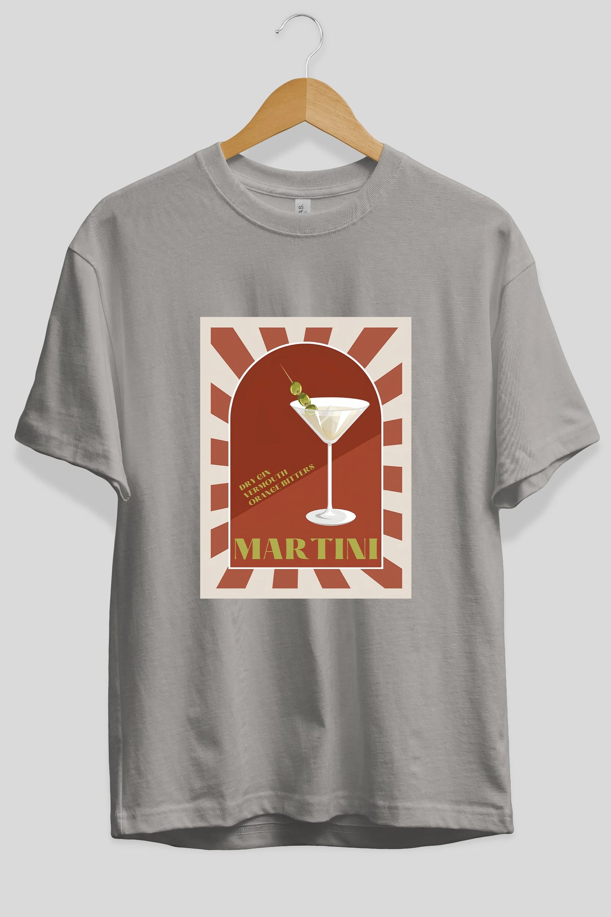 Martini 2 Ön Baskılı Oversize t-shirt Erkek Kadın Unisex %100 Pamuk Bisiklet Yaka tişort