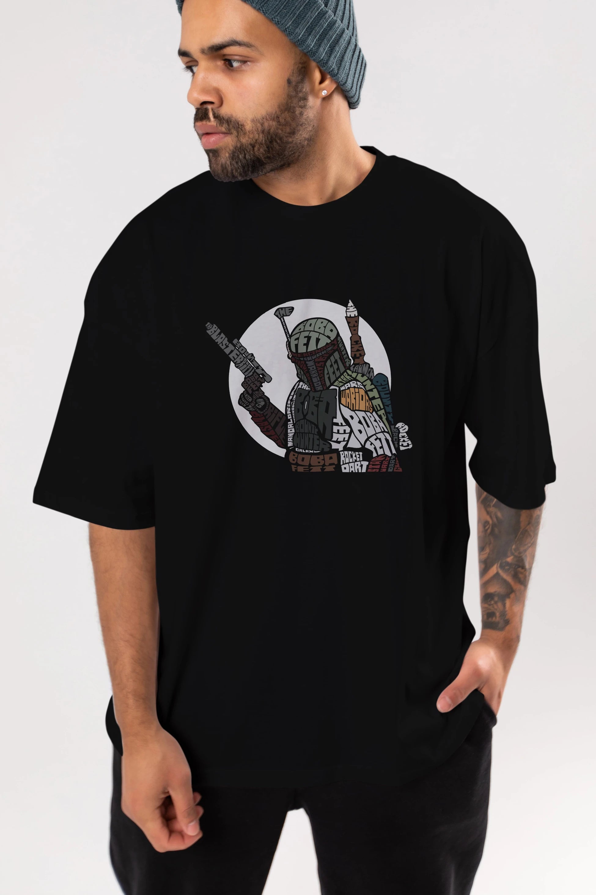 Boba Fett Ön Baskılı Oversize t-shirt %100 pamuk Erkek Kadın Unisex