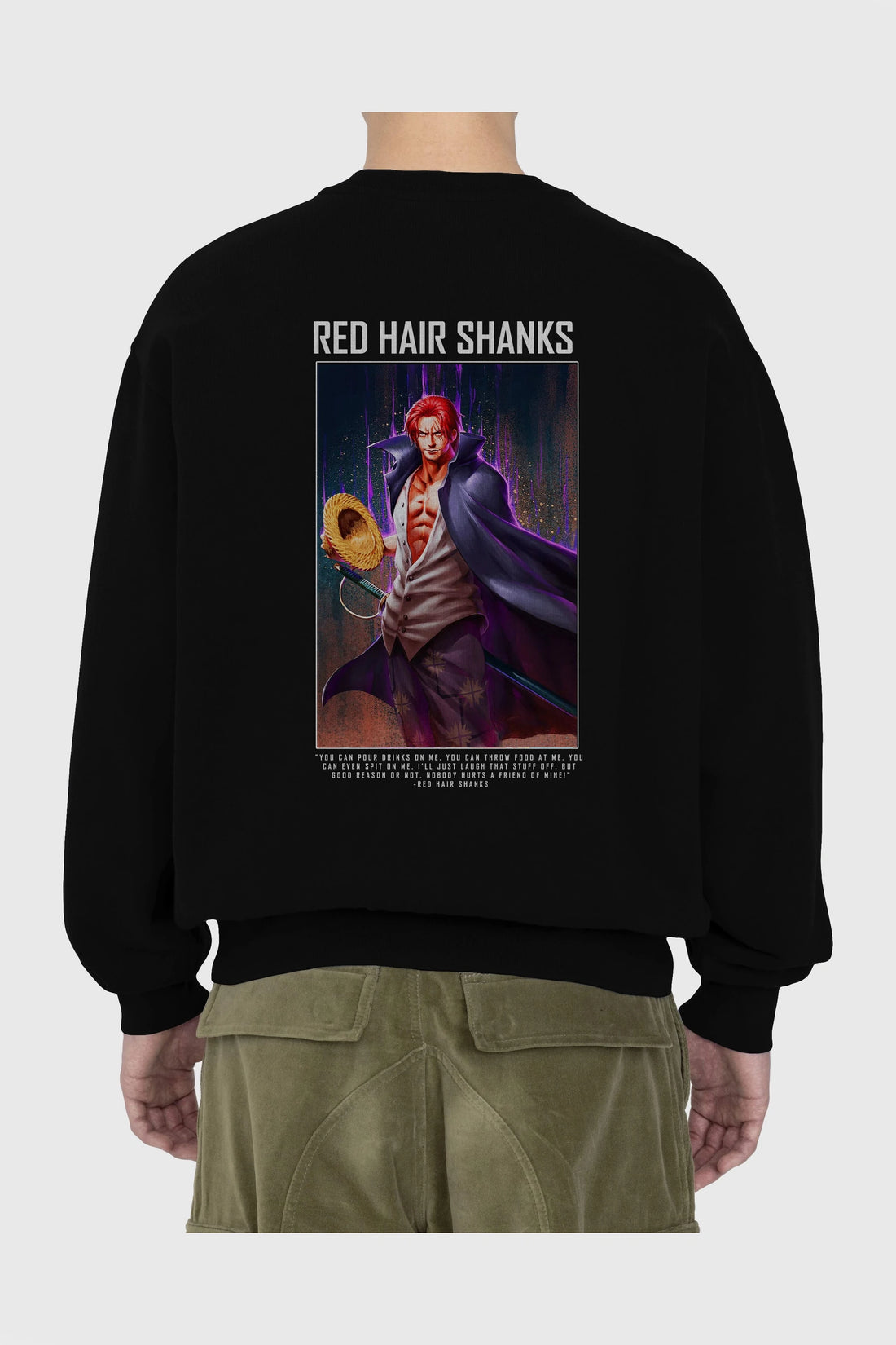 Shanks Arka Baskılı Anime Oversize Sweatshirt Erkek Kadın Unisex