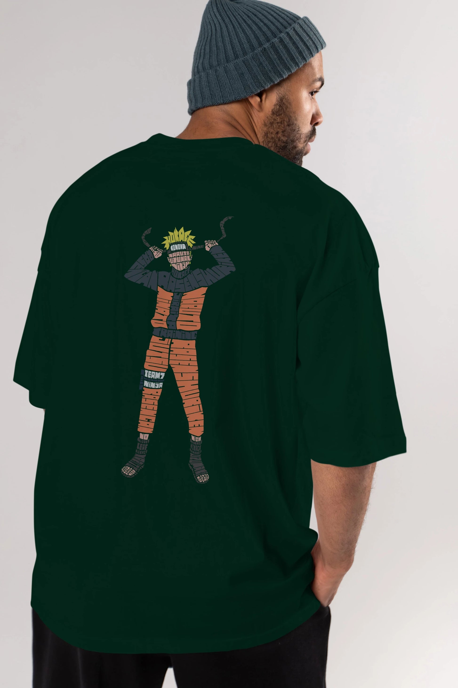 Naruto Arka Baskılı Oversize t-shirt %100 pamuk Erkek Kadın Unisex