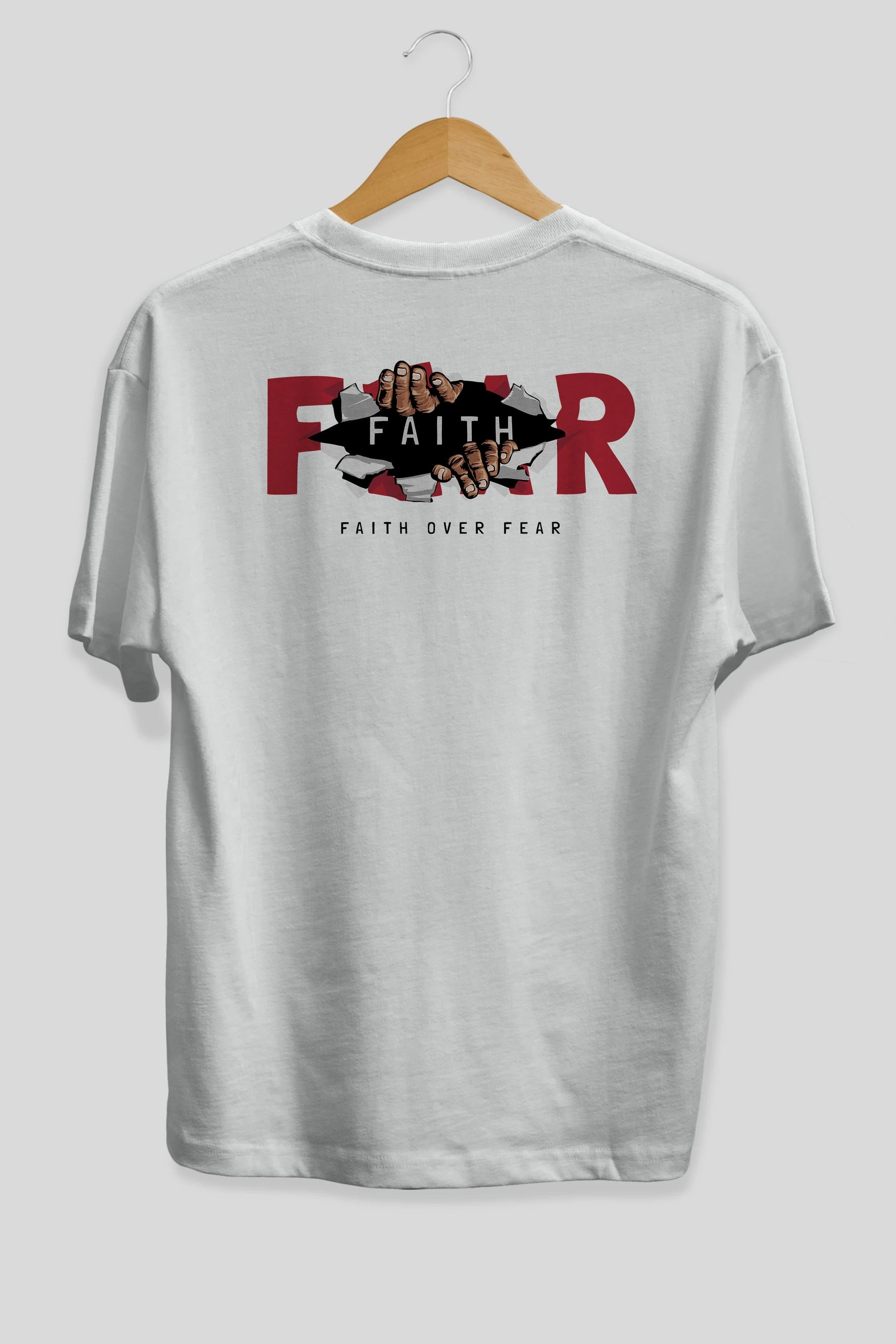 Faith Over Fear Arka Baskılı Oversize t-shirt Erkek Kadın Unisex