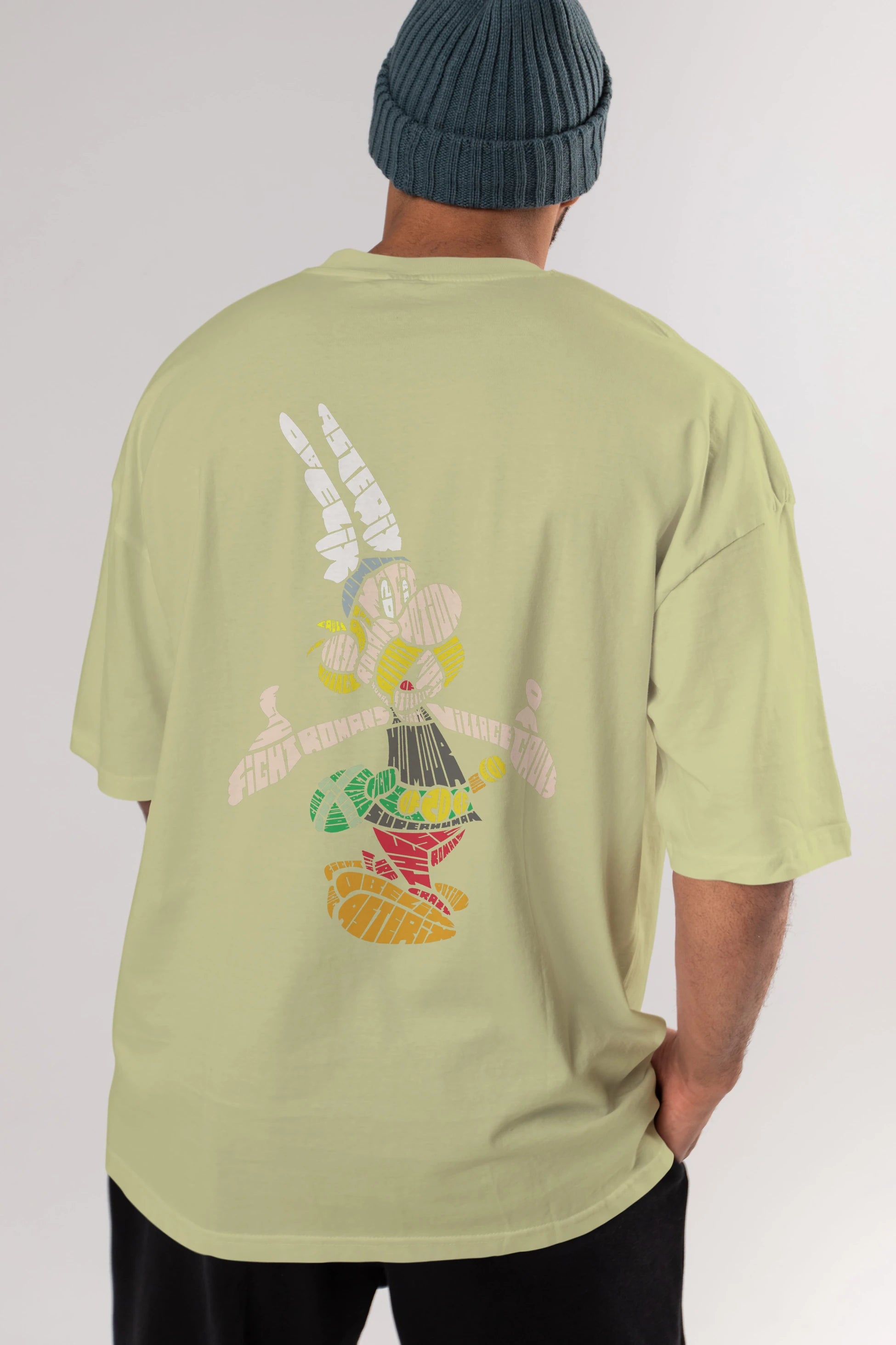 Asterix Arka Baskılı Oversize t-shirt %100 pamuk Erkek Kadın Unisex