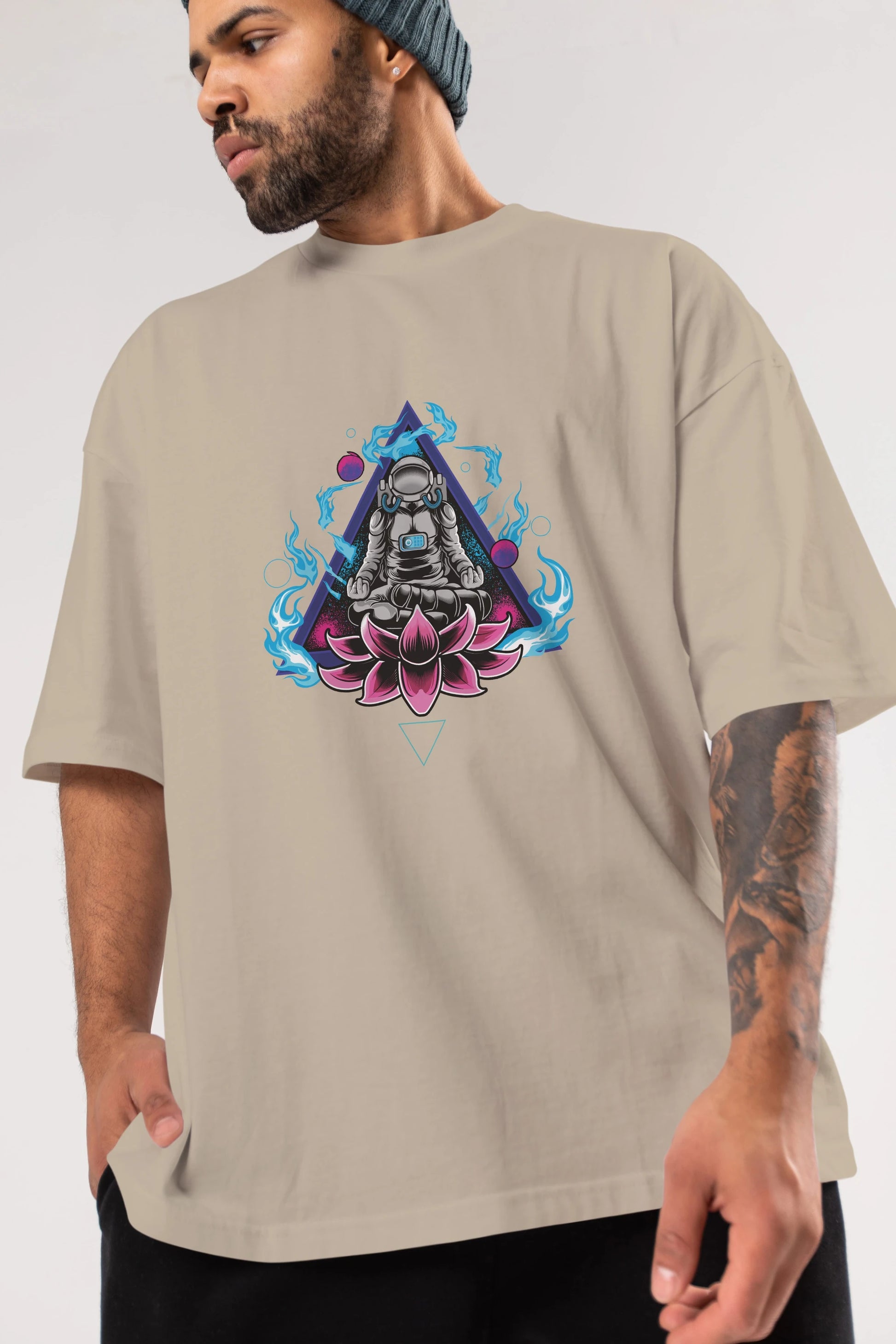 Astronaut Meditation (2) Ön Baskılı Oversize t-shirt Erkek Kadın Unisex