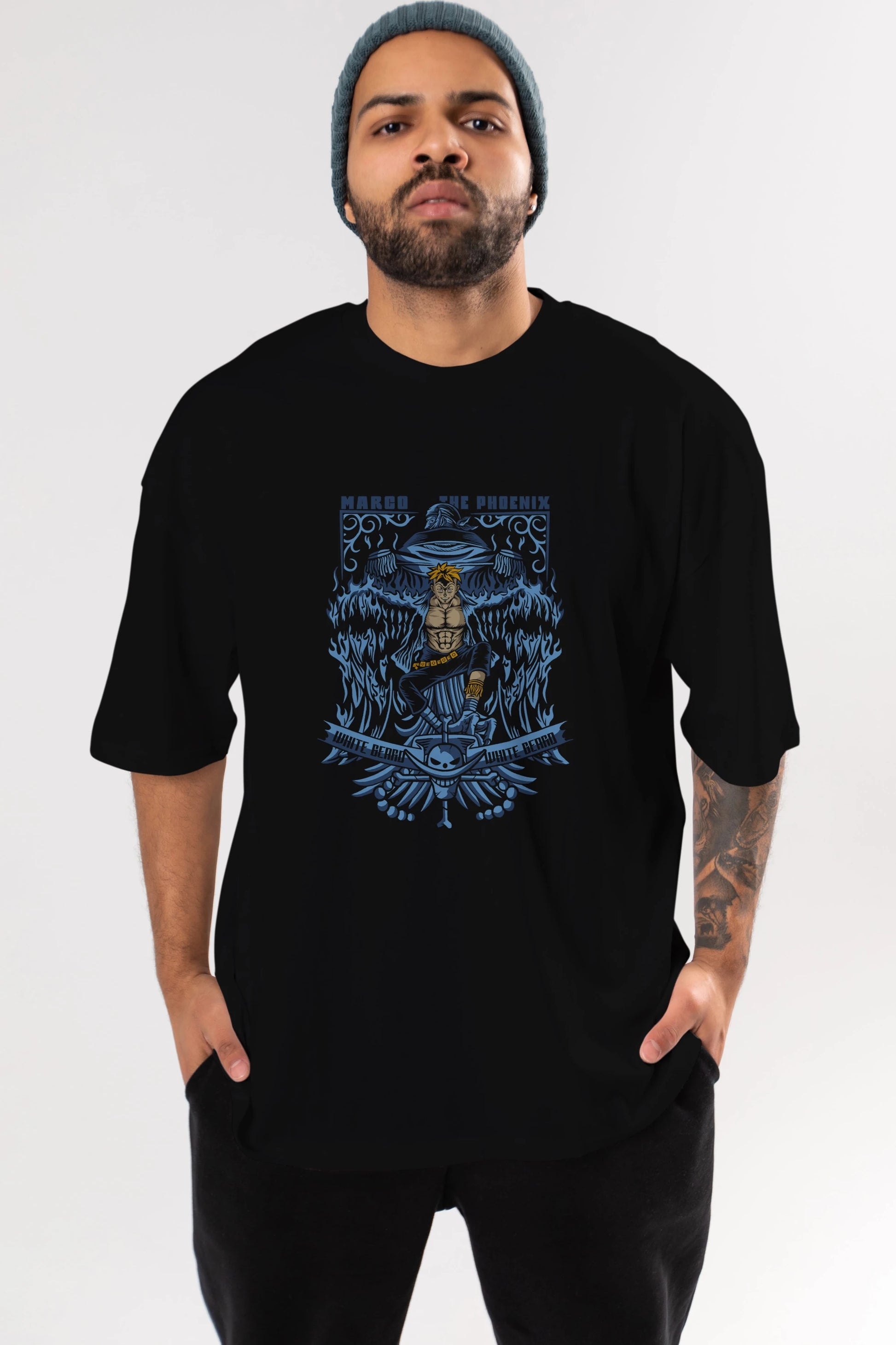 MARCO EL FENIX One Piece Anime Ön Baskılı Oversize t-shirt %100 pamuk Erkek Kadın Unisex