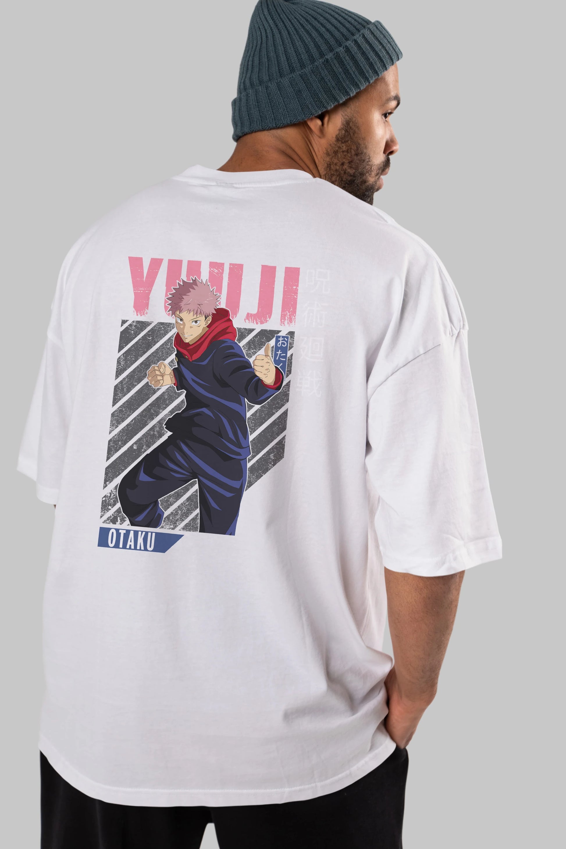 Yuuji Itadori Anime Arka Baskılı Oversize t-shirt Erkek Kadın Unisex