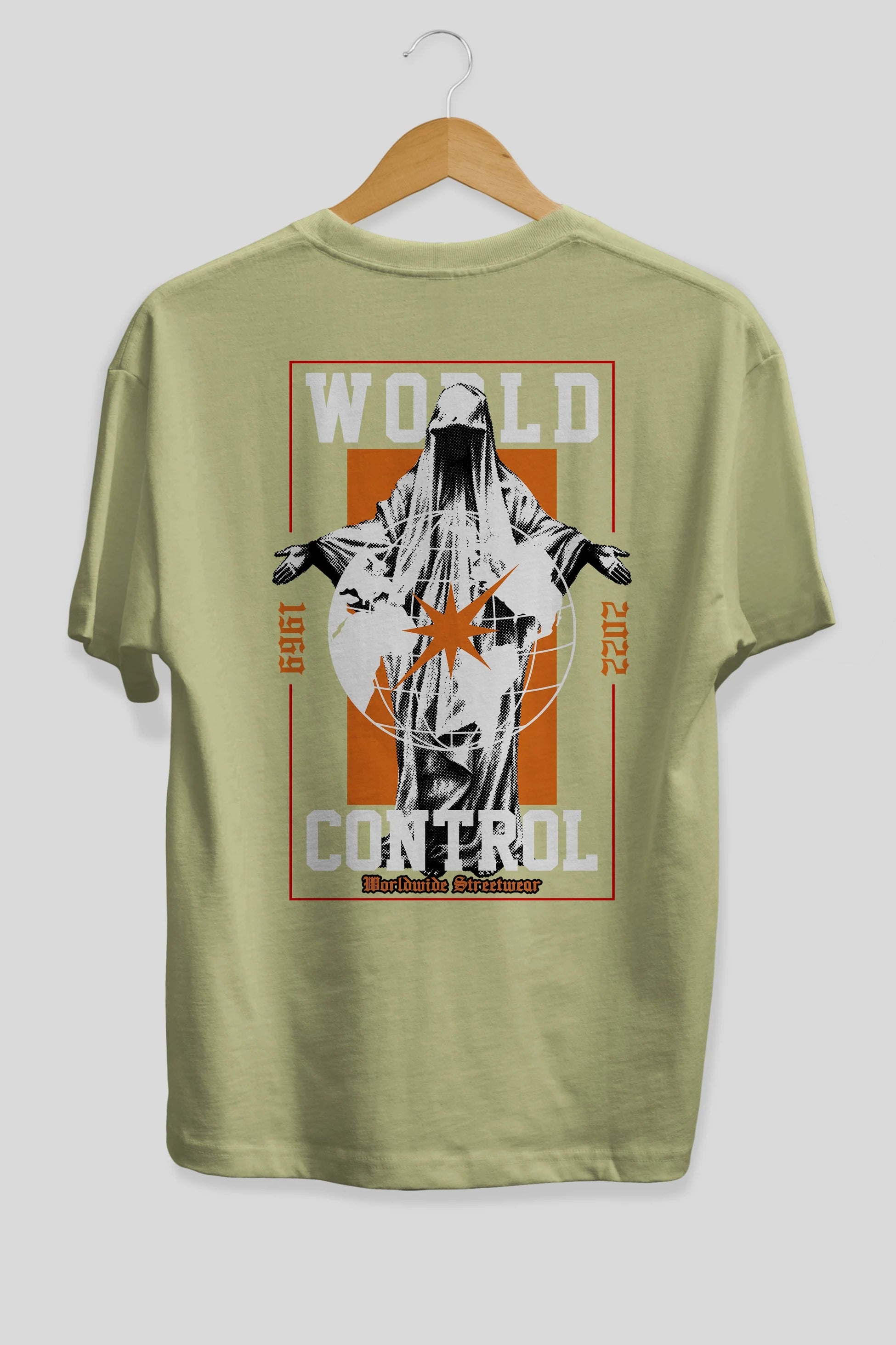 World Control Arka Baskılı Oversize t-shirt Erkek Kadın Unisex