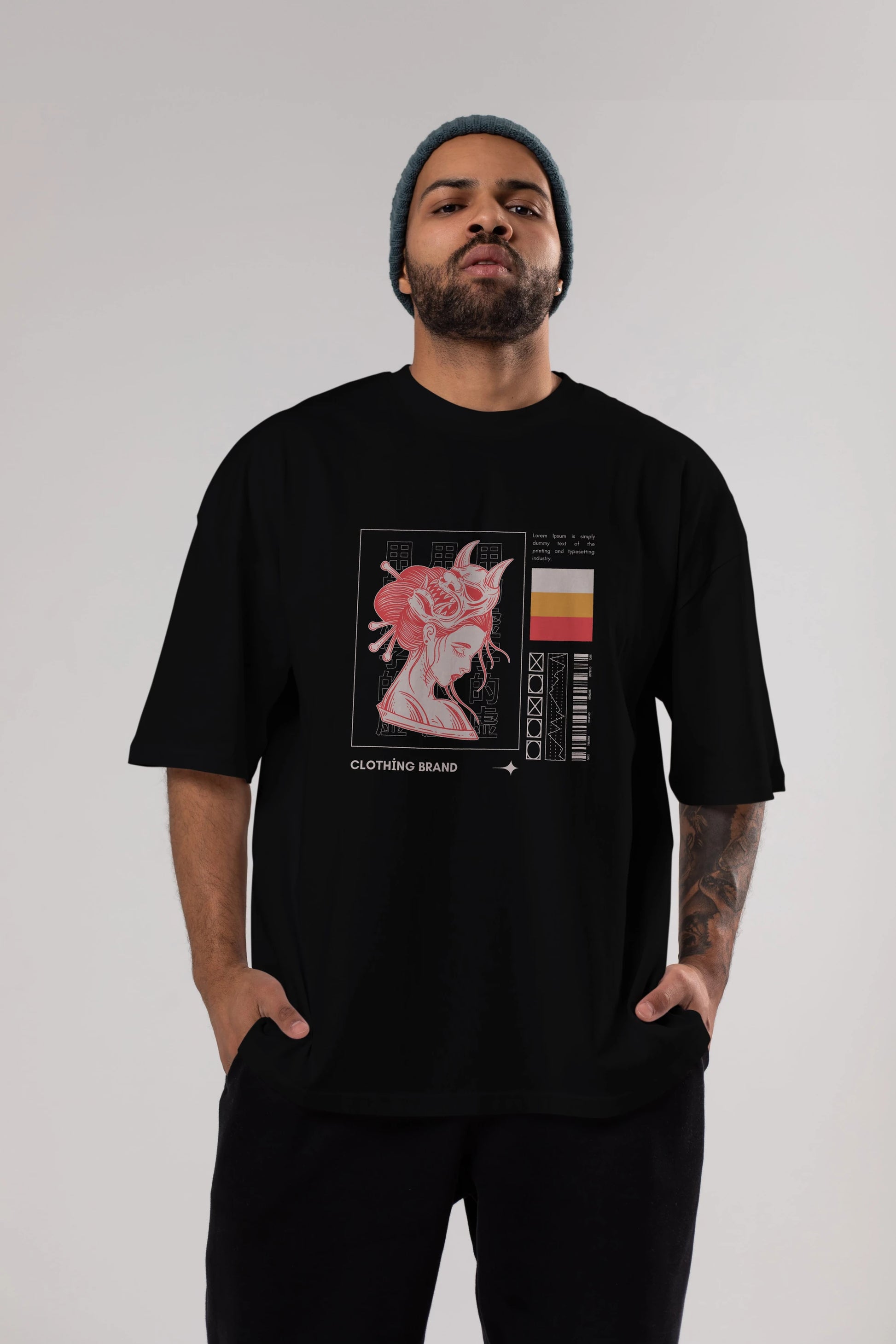 Hipster Japanese Style 2 Ön Baskılı Oversize t-shirt Erkek Kadın Unisex