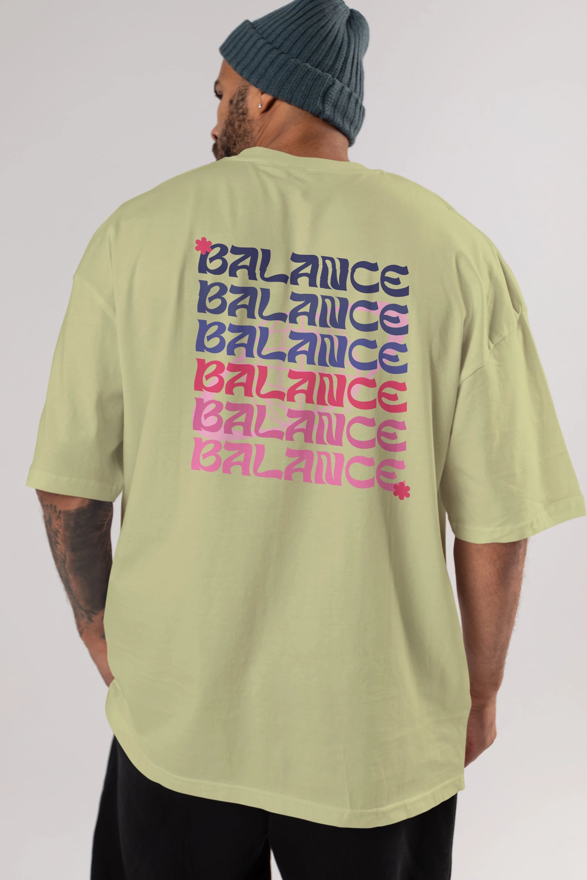 Balance Yazılı Arka Baskılı Oversize t-shirt Erkek Kadın Unisex