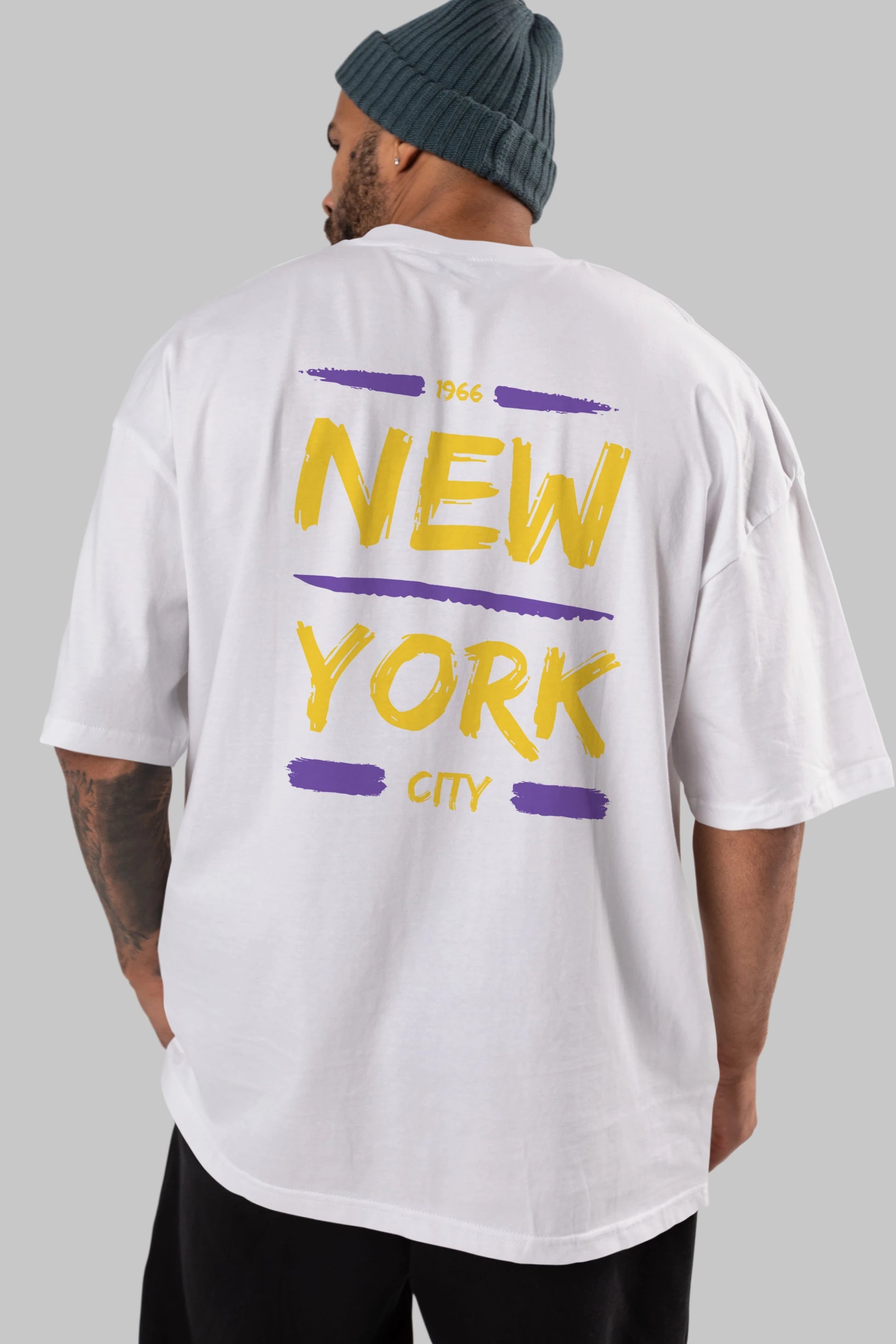 New York City 2 Arka Baskılı Oversize t-shirt Erkek Kadın Unisex