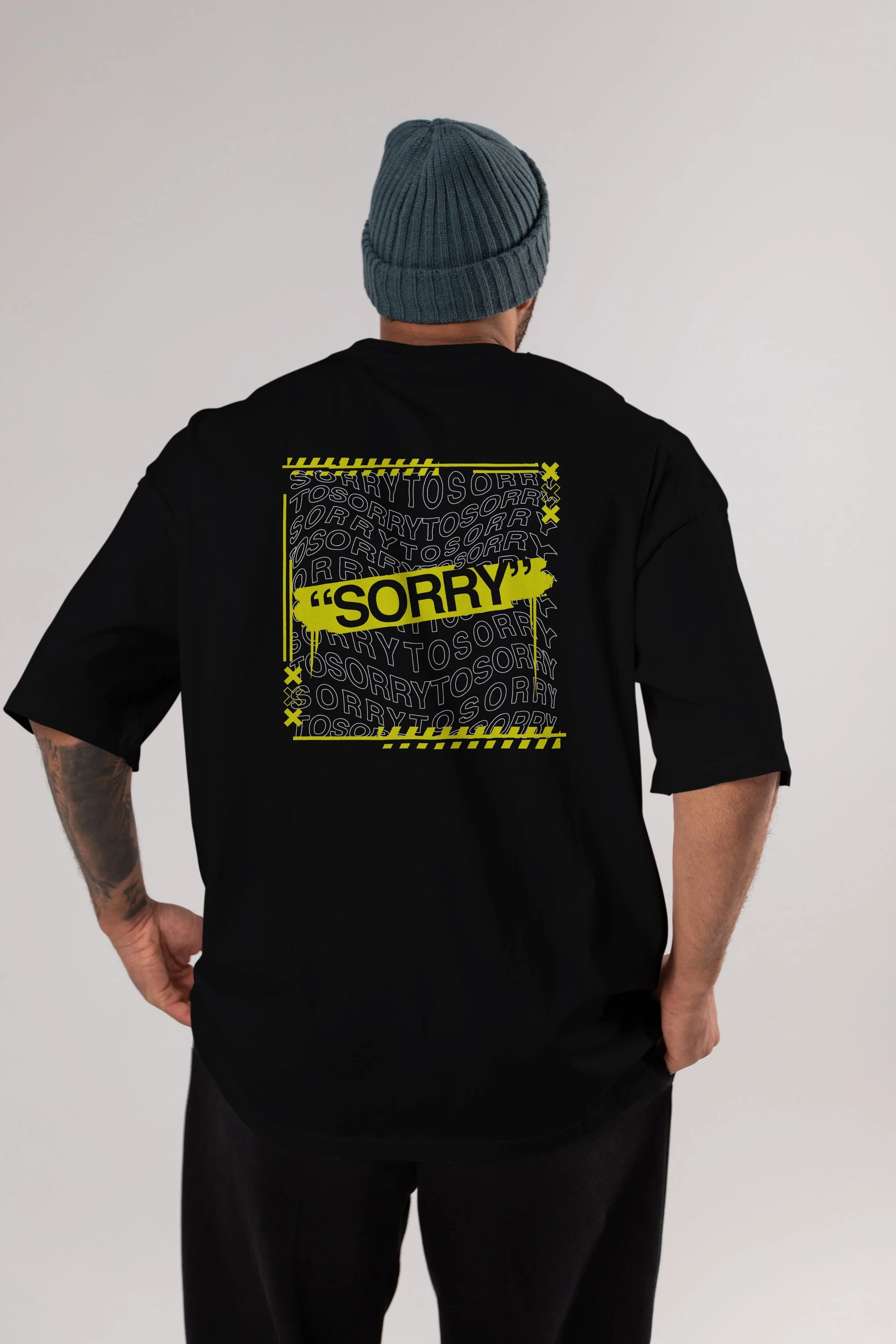 Sorry to Sorry Arka Baskılı Oversize t-shirt Erkek Kadın Unisex