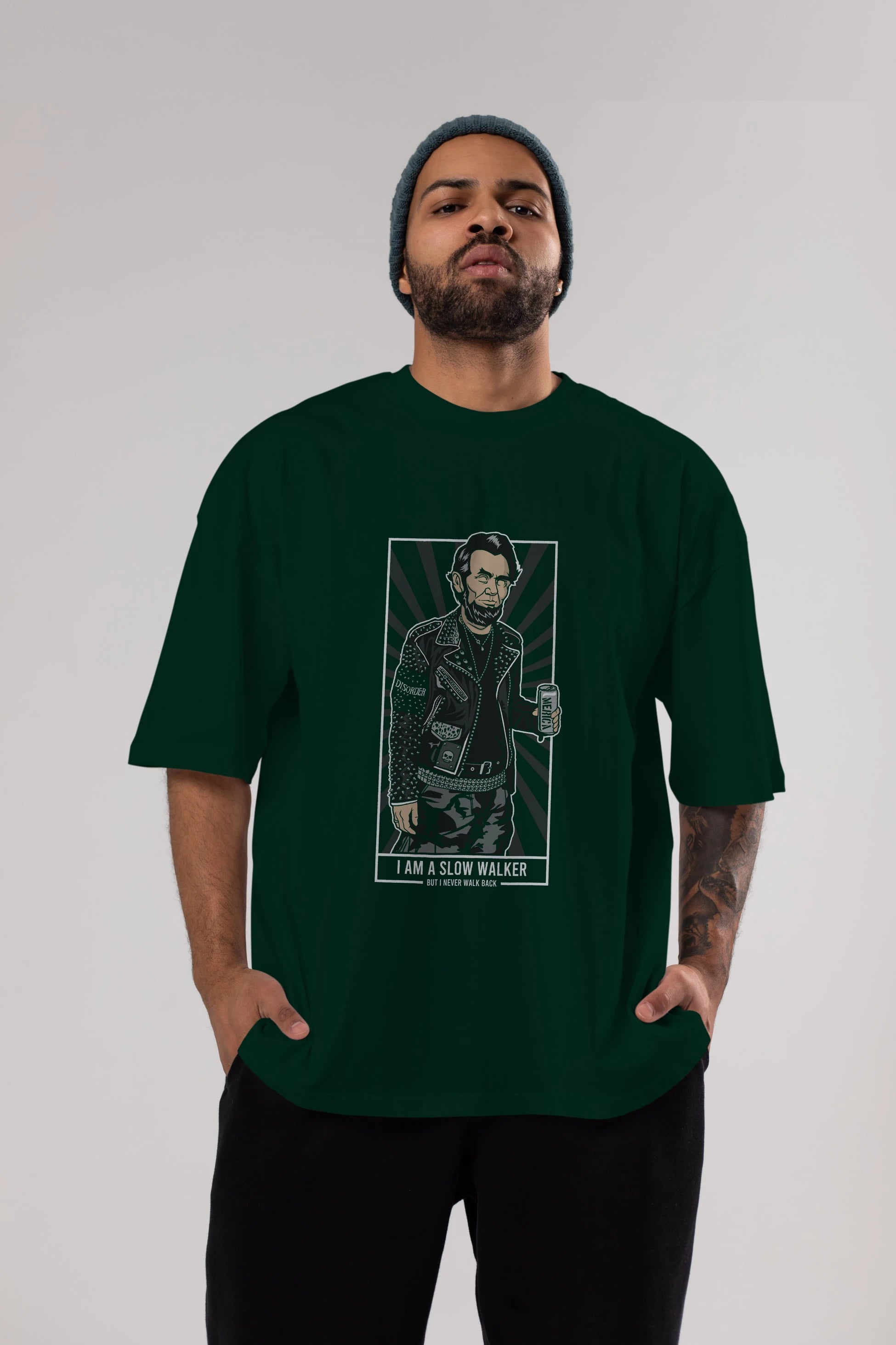 Lincoln Street Punk Ön Baskılı Oversize t-shirt Erkek Kadın Unisex %100 Pamuk tişort