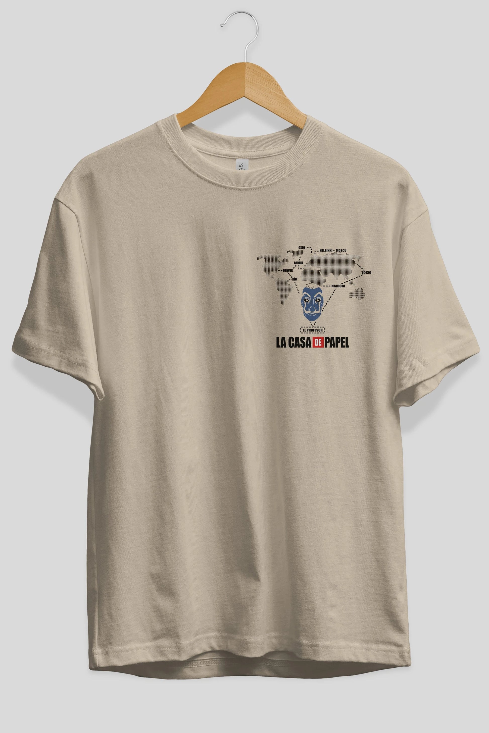 La Casa De Papel Ön Sol Baskılı Oversize t-shirt Erkek Kadın Unisex %100 Pamuk Bisiklet Yaka tişort