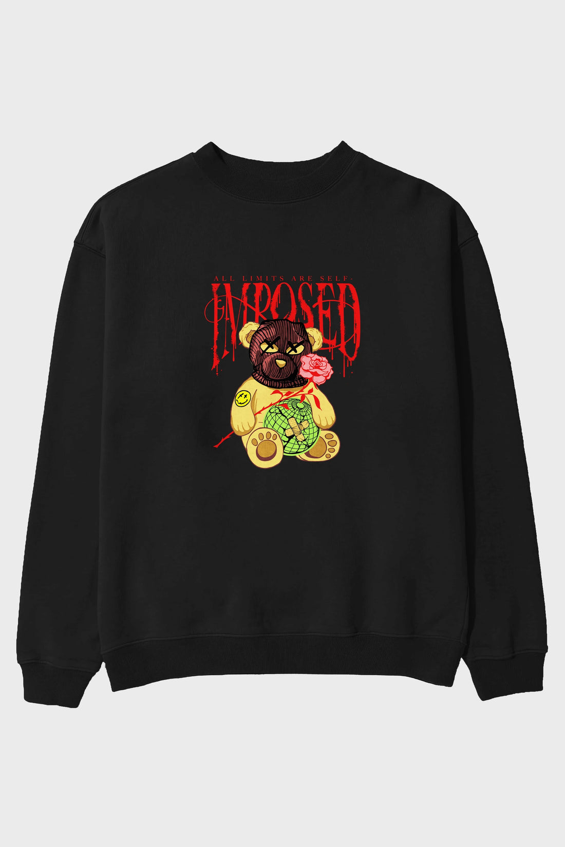 All Limits Bear Ön Baskılı Oversize Sweatshirt Erkek Kadın Unisex