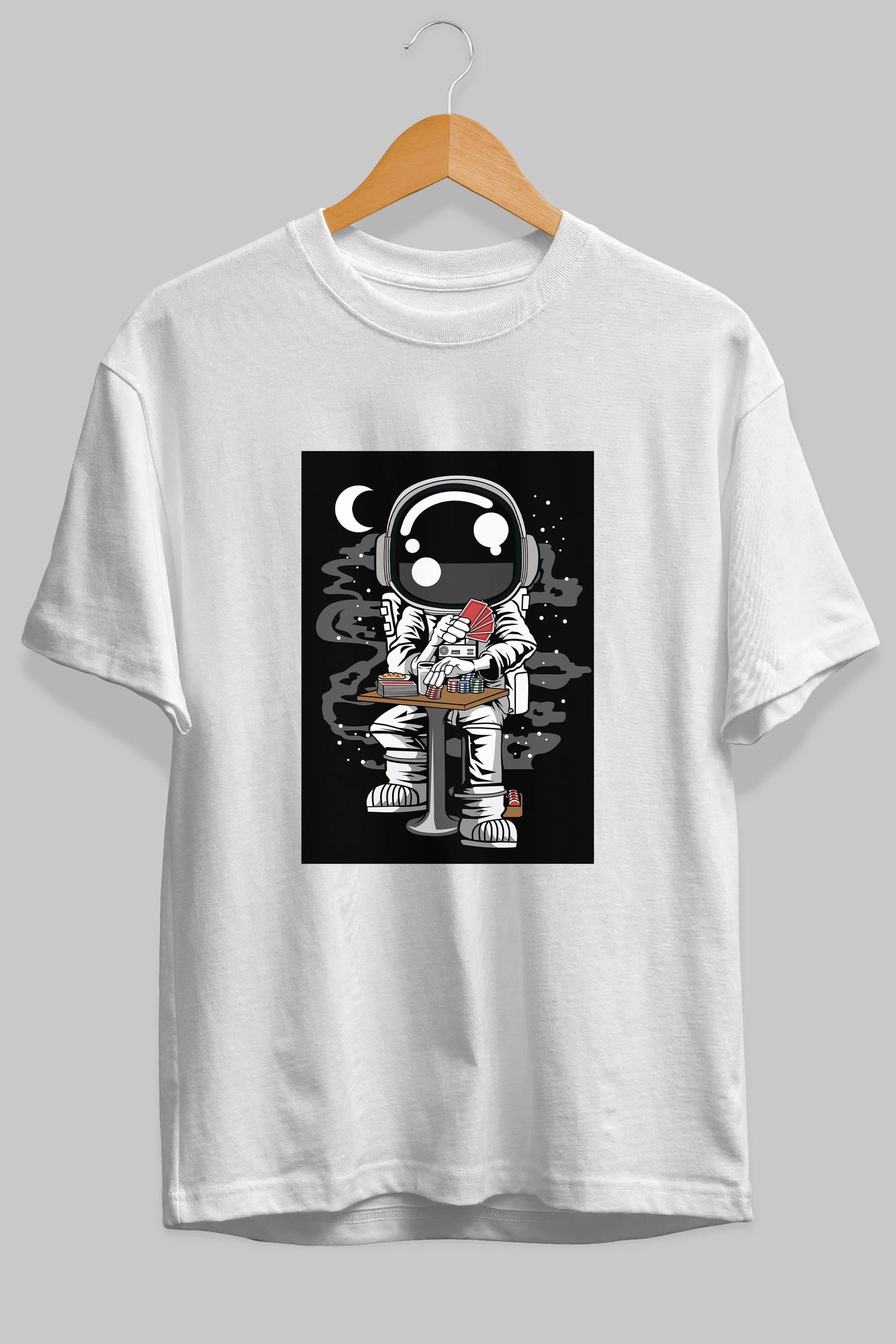 Astronaut Gambler Ön Baskılı Oversize t-shirt Erkek Kadın Unisex