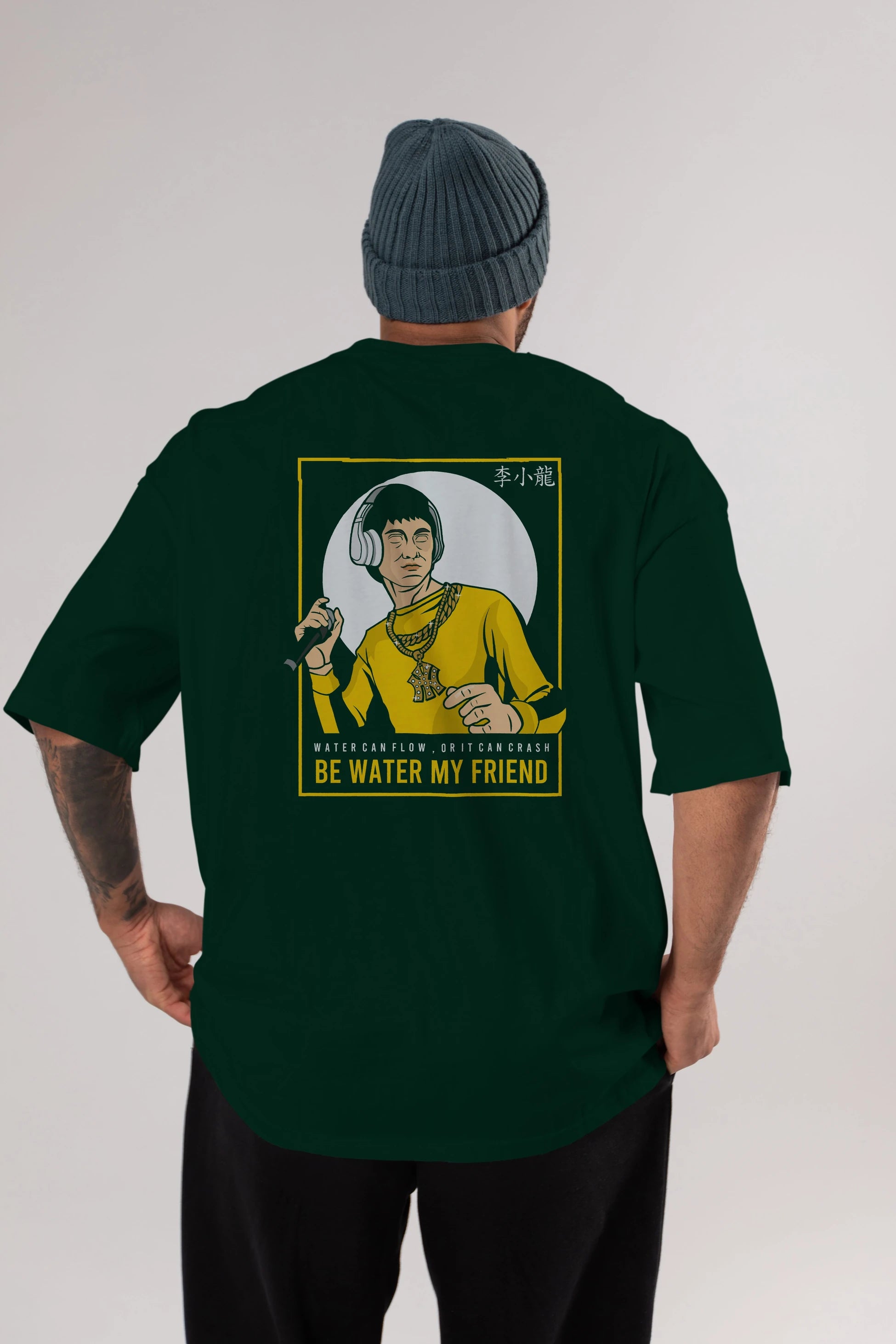 Bruce Lee Rapper Arka Baskılı Oversize t-shirt Erkek Kadın Unisex %100 Pamuk tişort