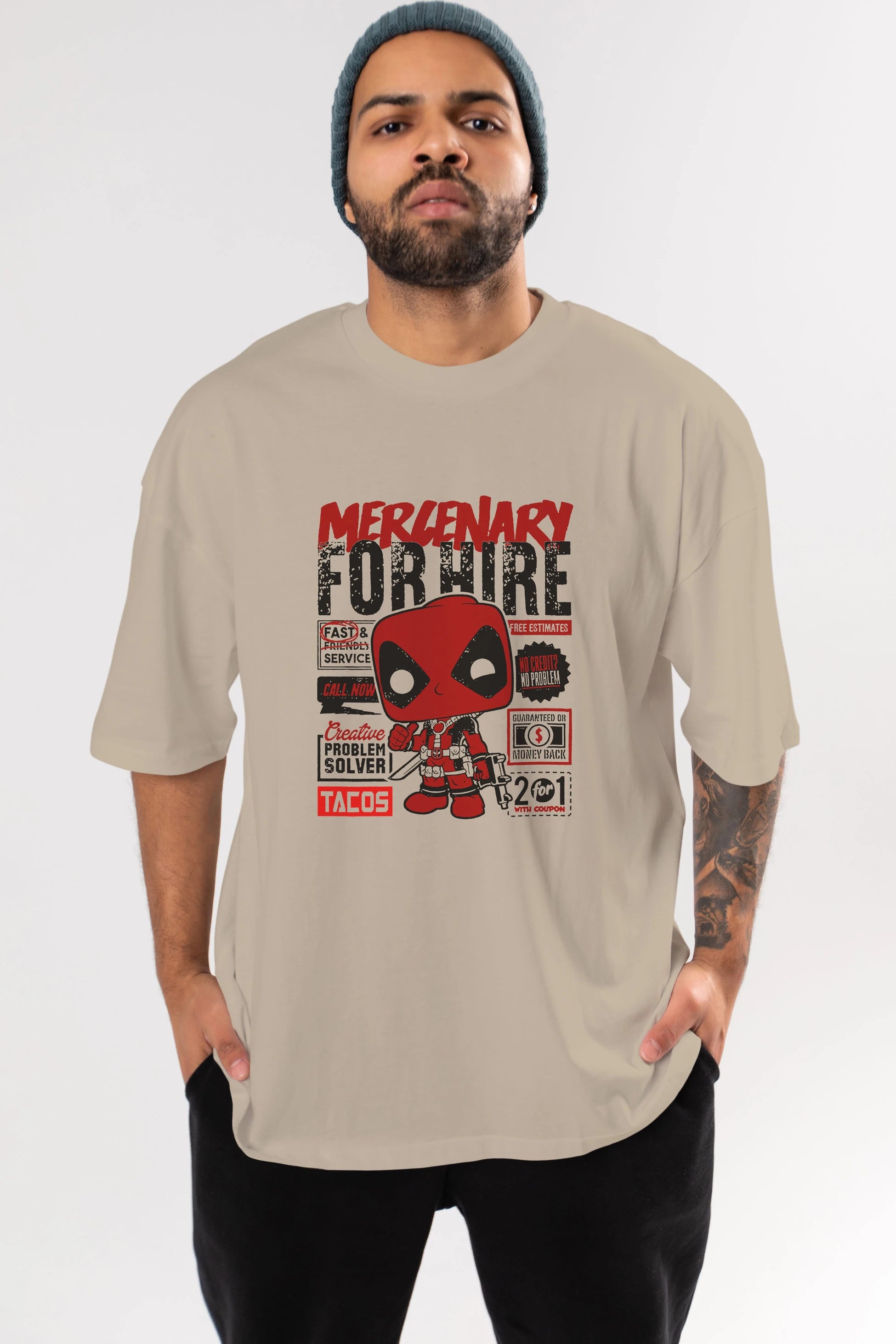 Deadpool (18) Ön Baskılı Oversize t-shirt Erkek Kadın Unisex %100 Pamuk Bisiklet Yaka tişort