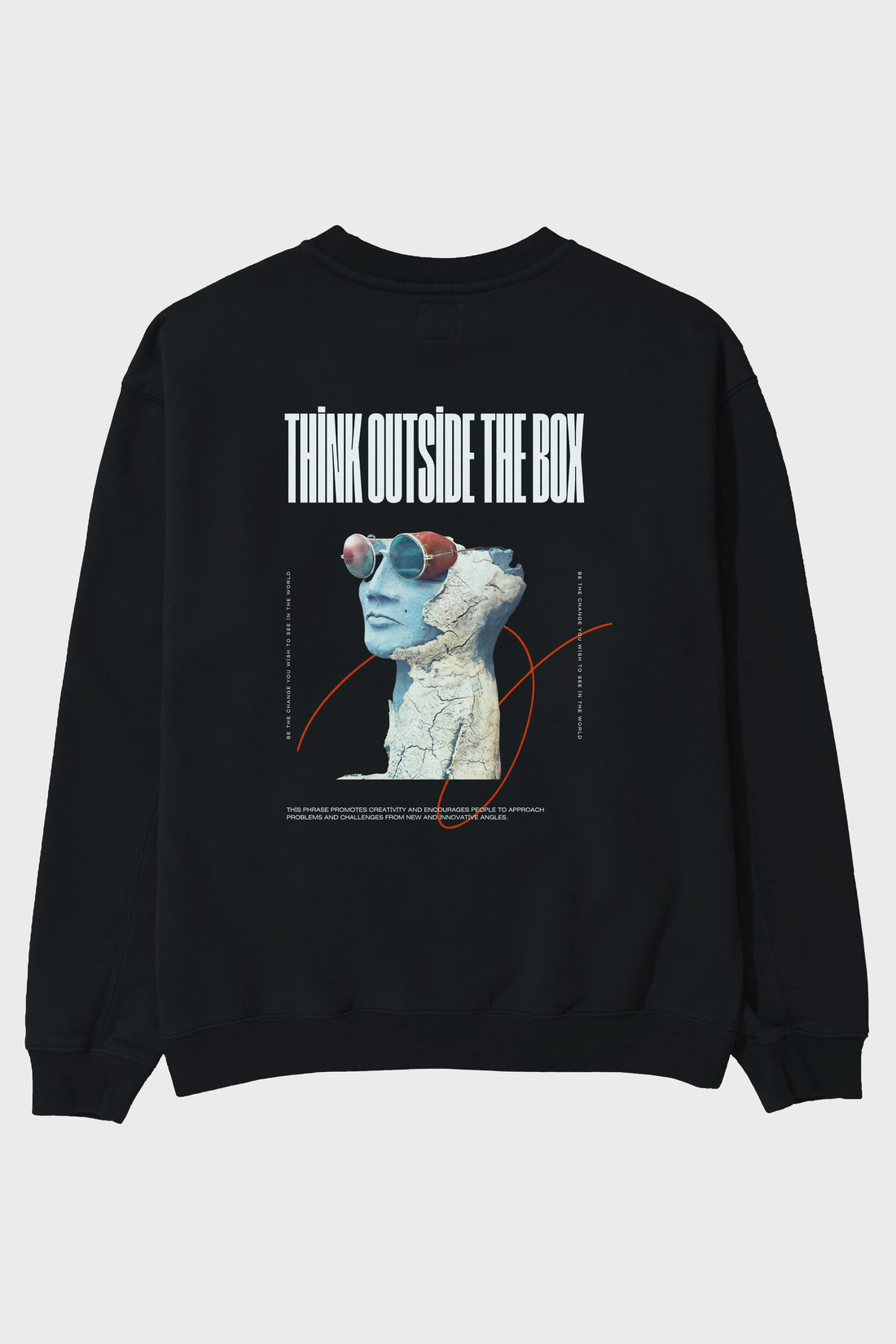 Think Outside The Box Arka Baskılı Oversize Sweatshirt Erkek Kadın Unisex