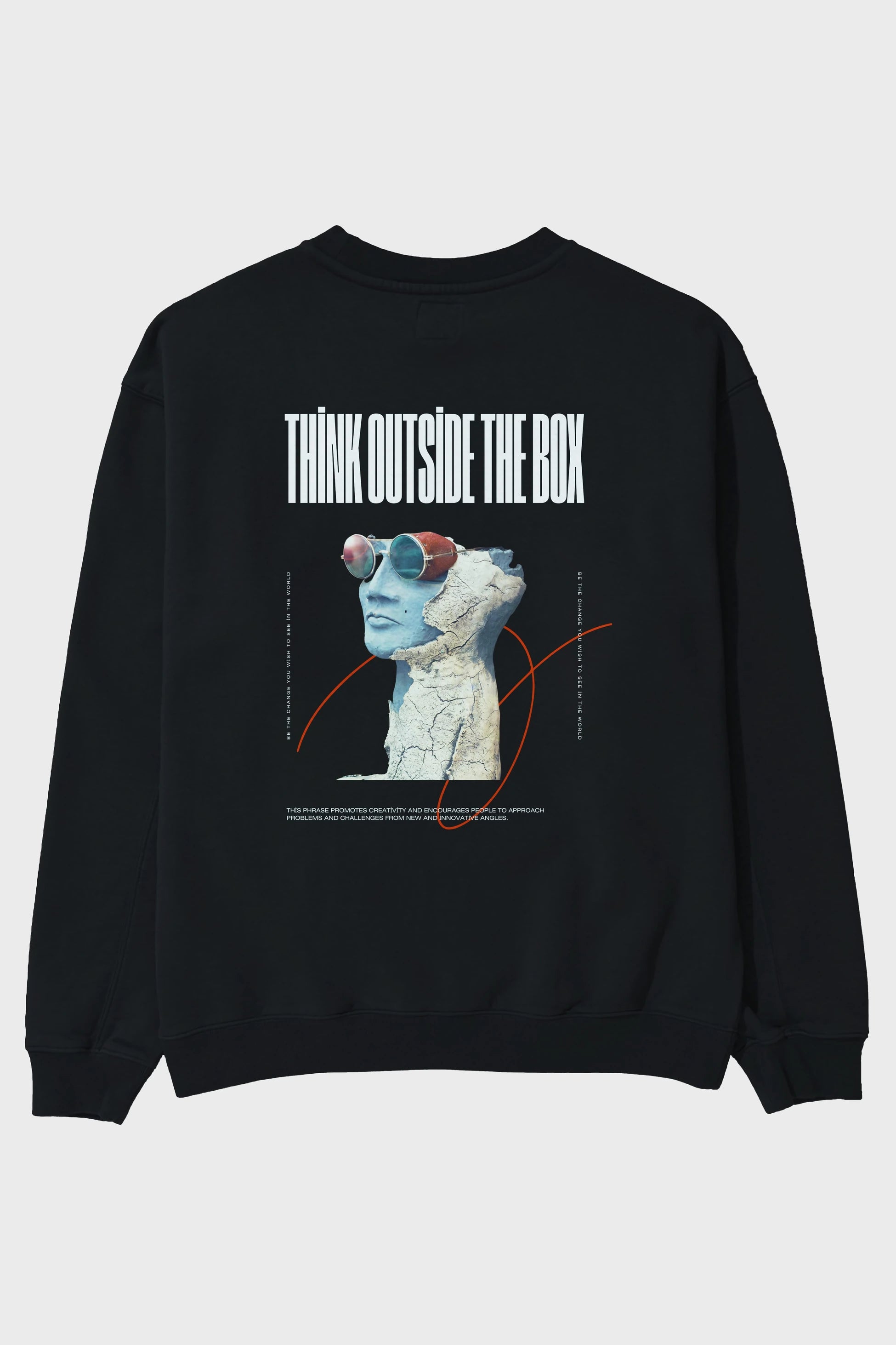 Think Outside The Box Arka Baskılı Oversize Sweatshirt Erkek Kadın Unisex