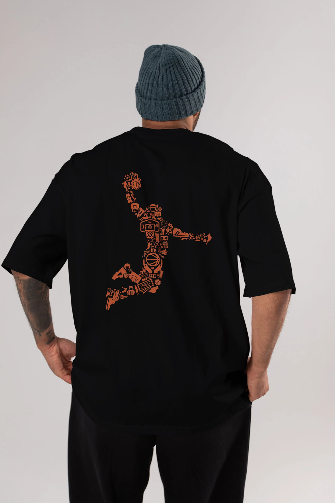 Basketball Player Arka Baskılı Oversize t-shirt %100 pamuk Erkek Kadın Unisex