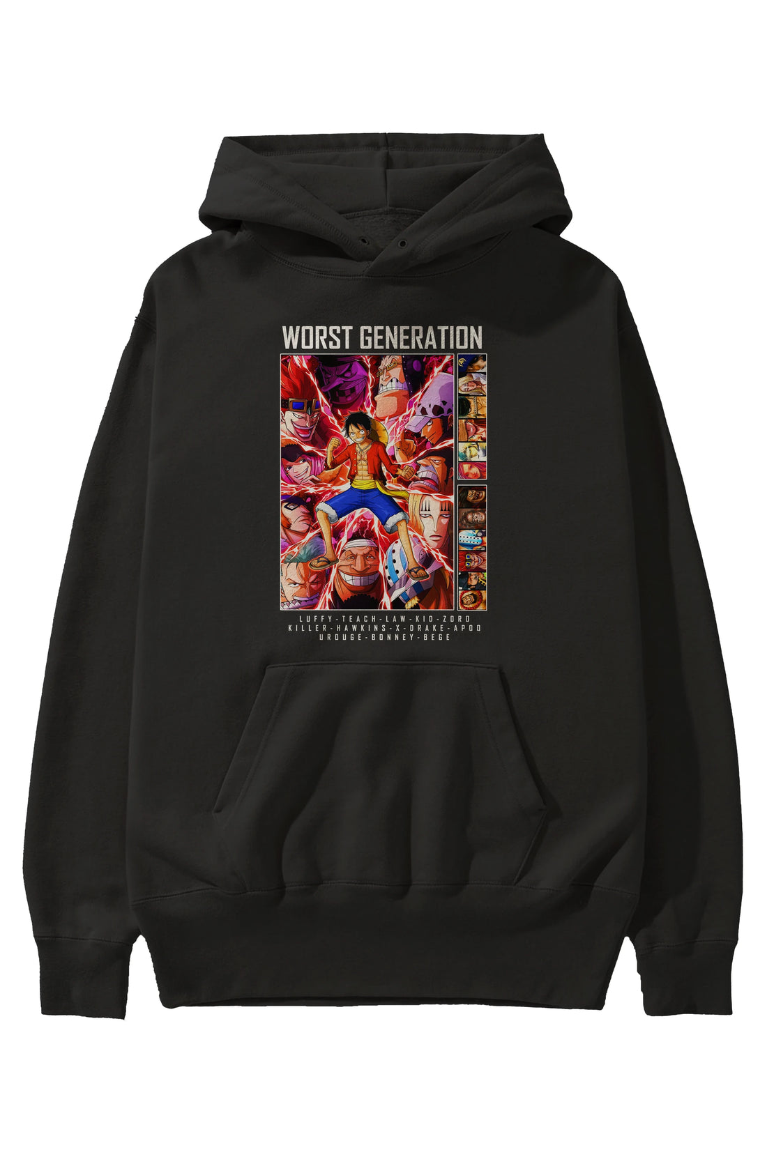 Worst Generation Anime Ön Baskılı Hoodie Oversize Kapüşonlu Sweatshirt Erkek Kadın Unisex