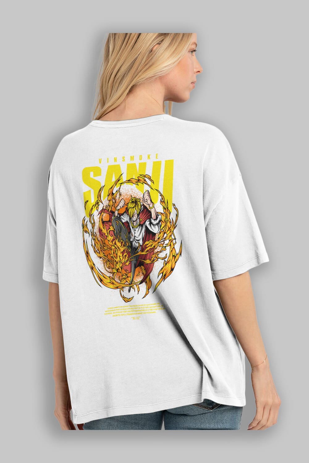 Vinsmoke Sanji Anime Arka Baskılı Oversize t-shirt Erkek Kadın Unisex