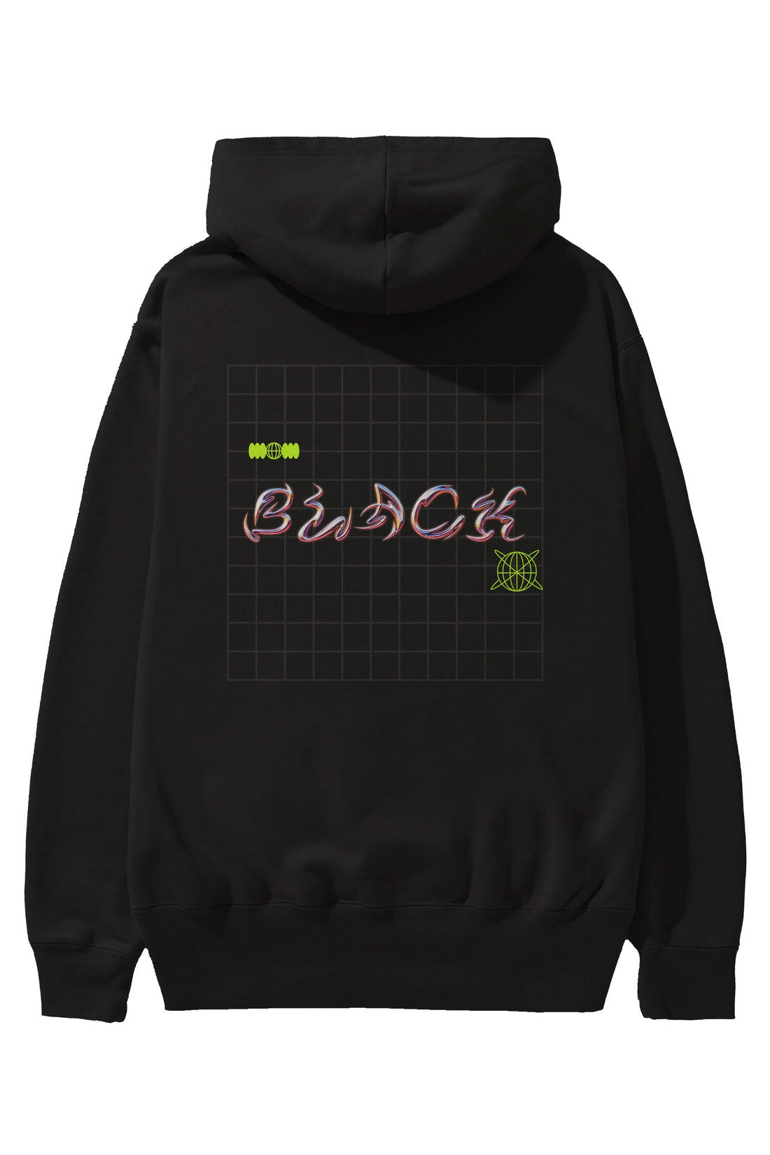 Black Yazılı Arka Baskılı Oversize Hoodie Kapüşonlu Sweatshirt Erkek Kadın Unisex