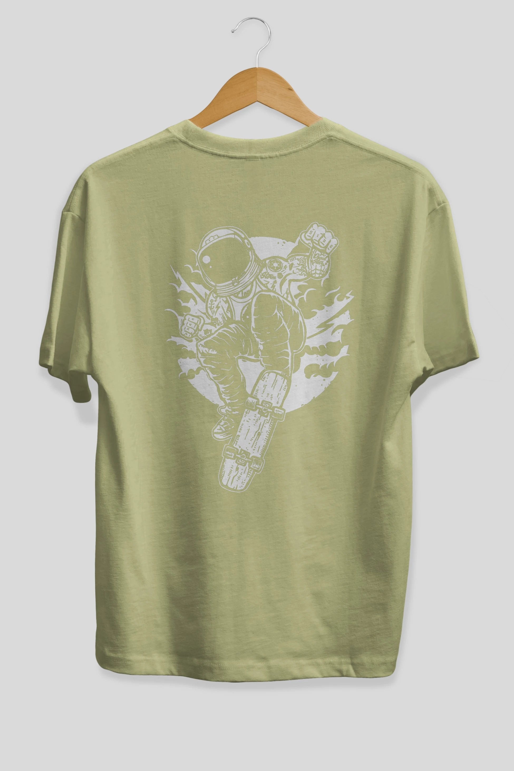 Space Skater Arka Baskılı Oversize t-shirt Erkek Kadın Unisex %100 Pamuk