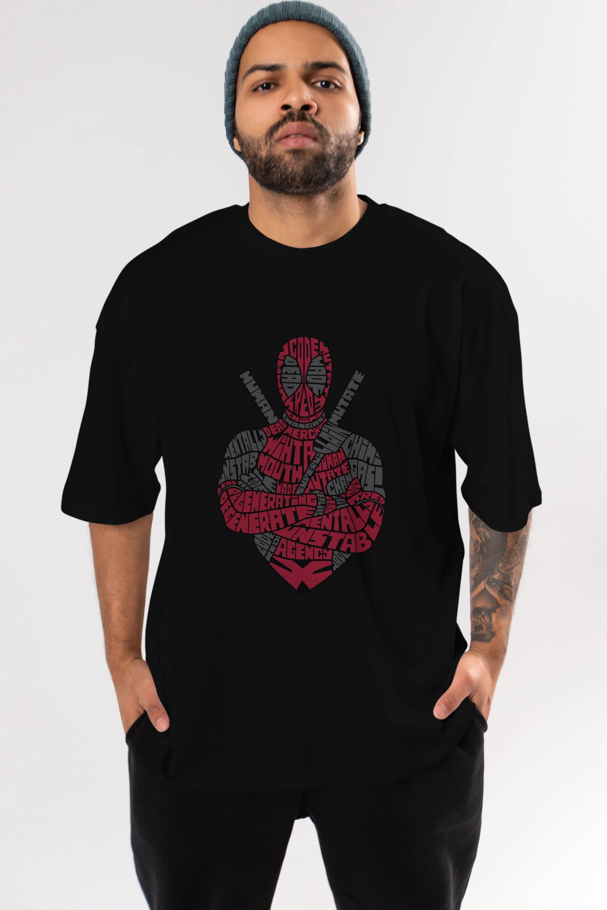 Dead Red Ön Baskılı Oversize t-shirt %100 pamuk Erkek Kadın Unisex